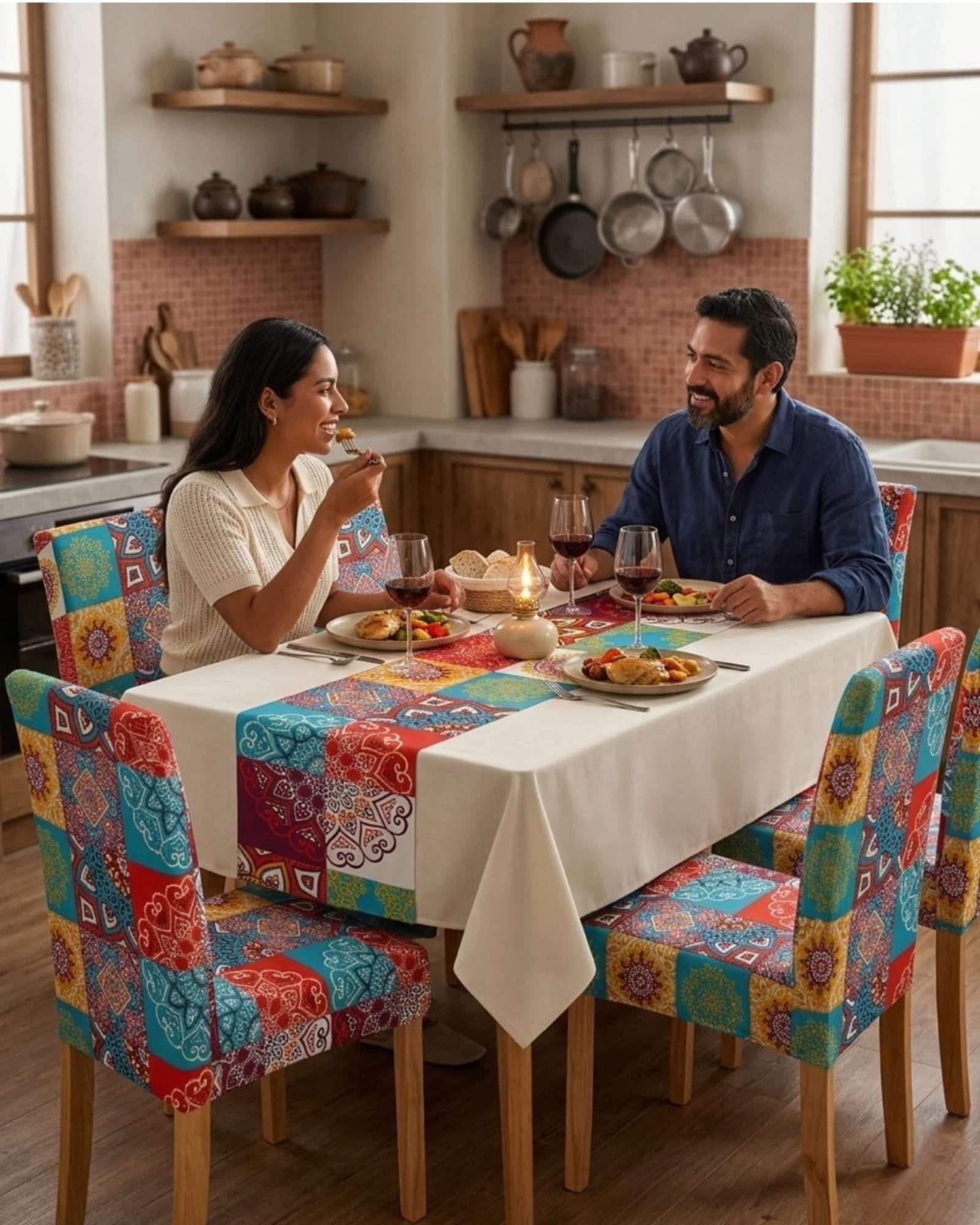 Juego De Mantel Antimanchas 140x220 + 6 Fundas De Silla 06-3