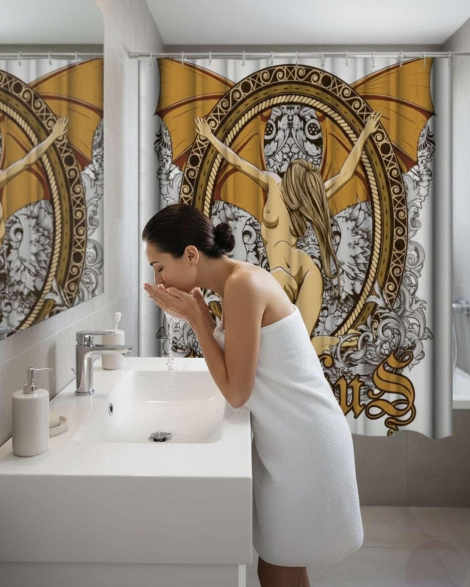 Cortina de Baño Tela Género + Forro Impermeable c34-3