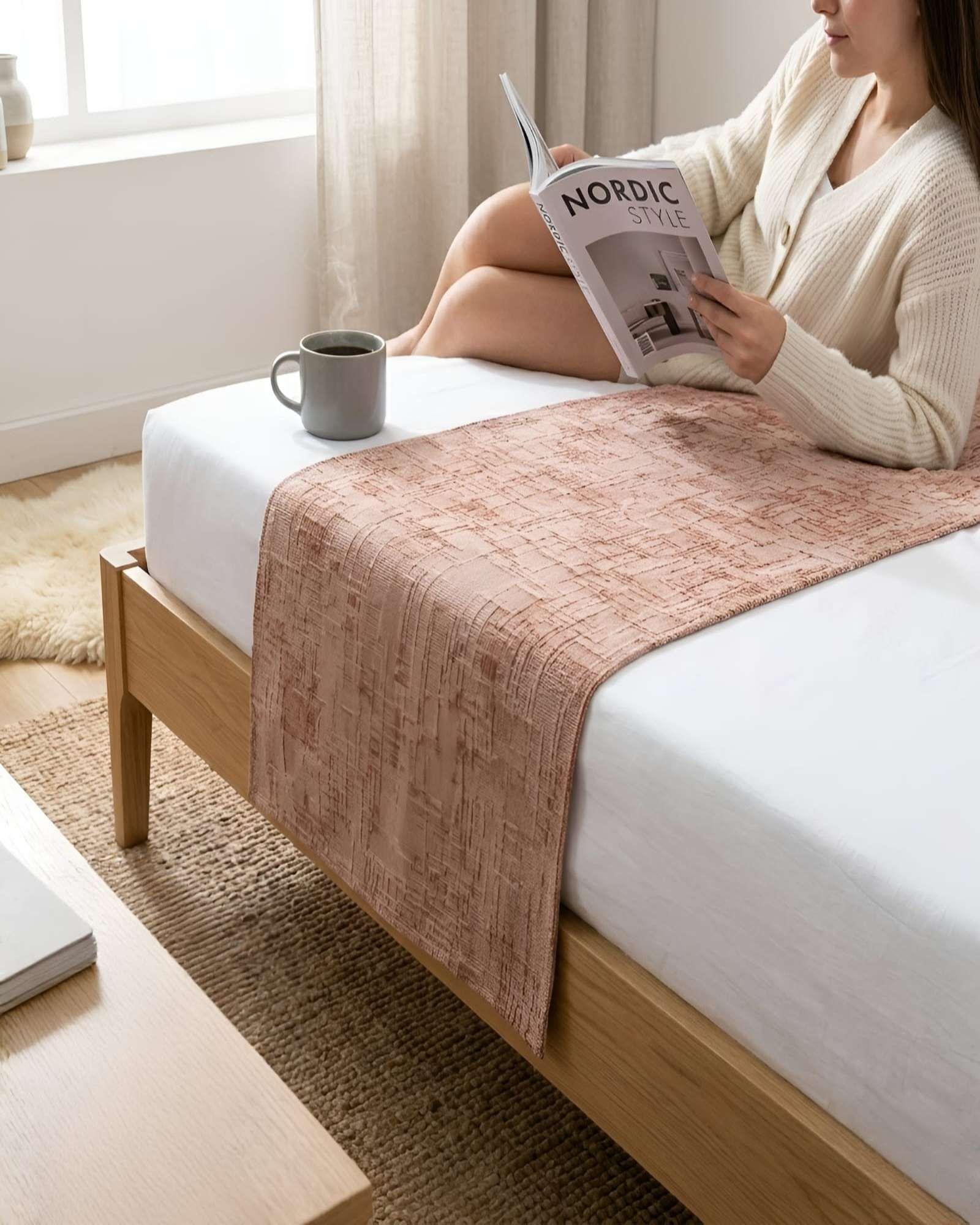 Piecera Cama Chenille Cruzada Decorativa-3