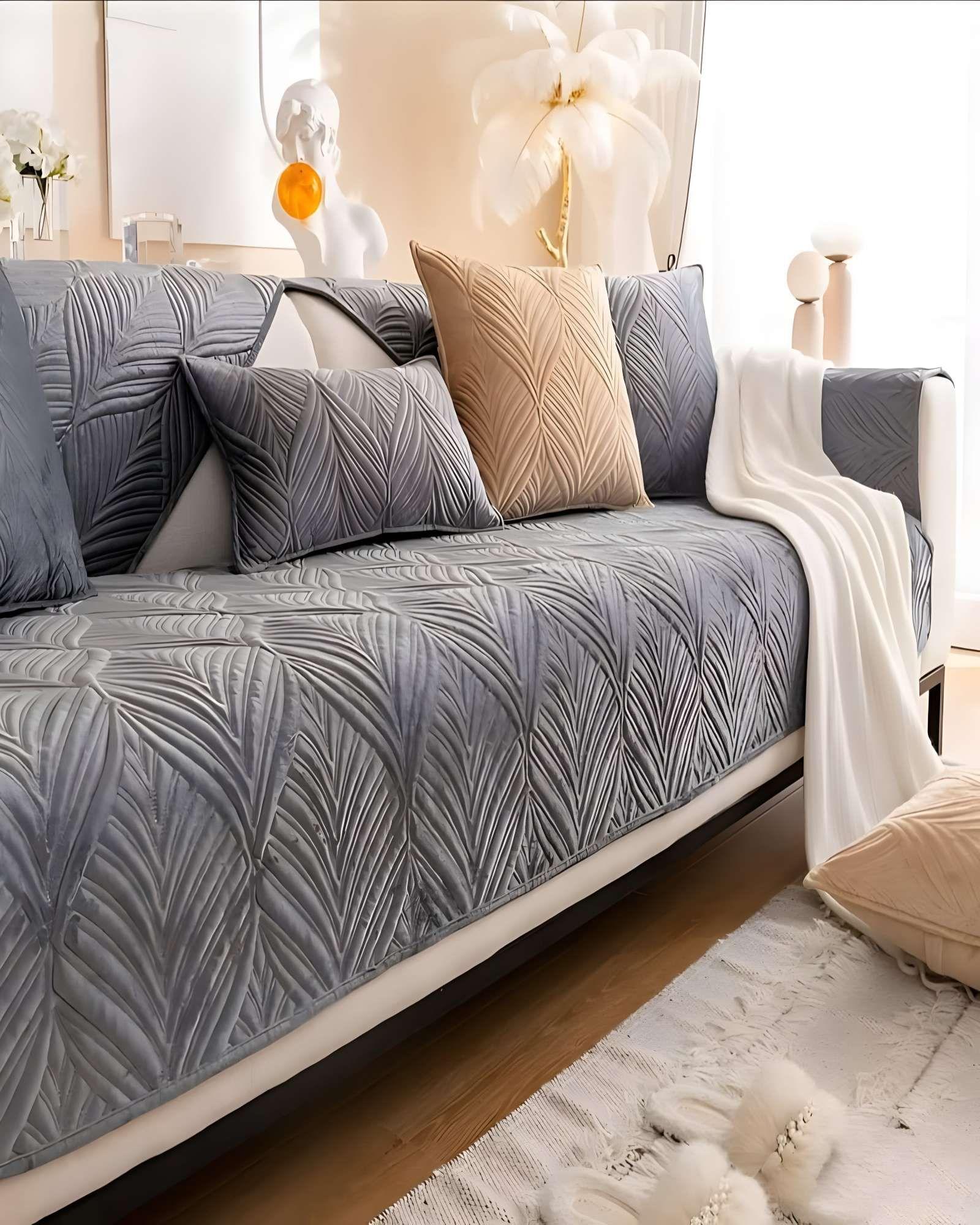 PACK DE 5 FUNDAS PARA SOFA CON DISEÑO DE LINEAS GRIS-3