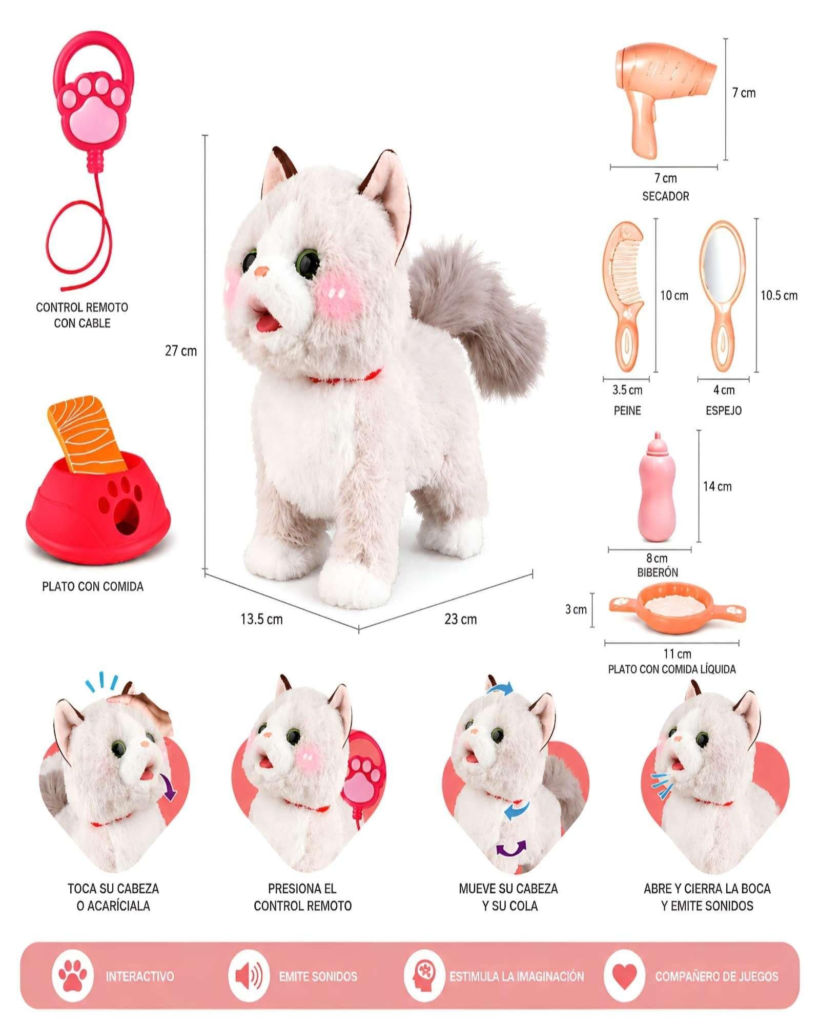 Mascota Interactiva Gato de Peluche con Accesorios-5