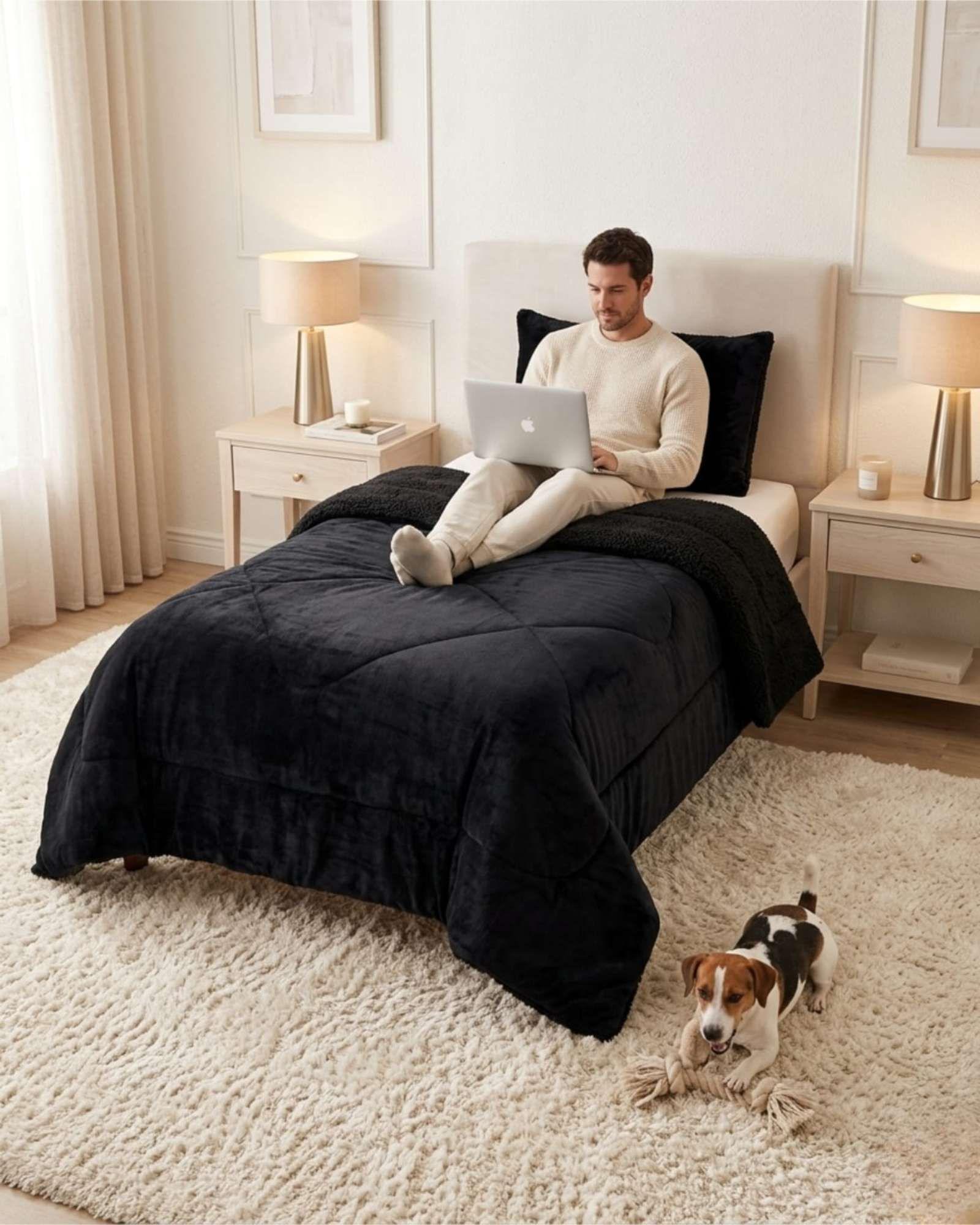 Cubrecama Plush con Chiporro Plaza y Media Diseño Premium C21-4