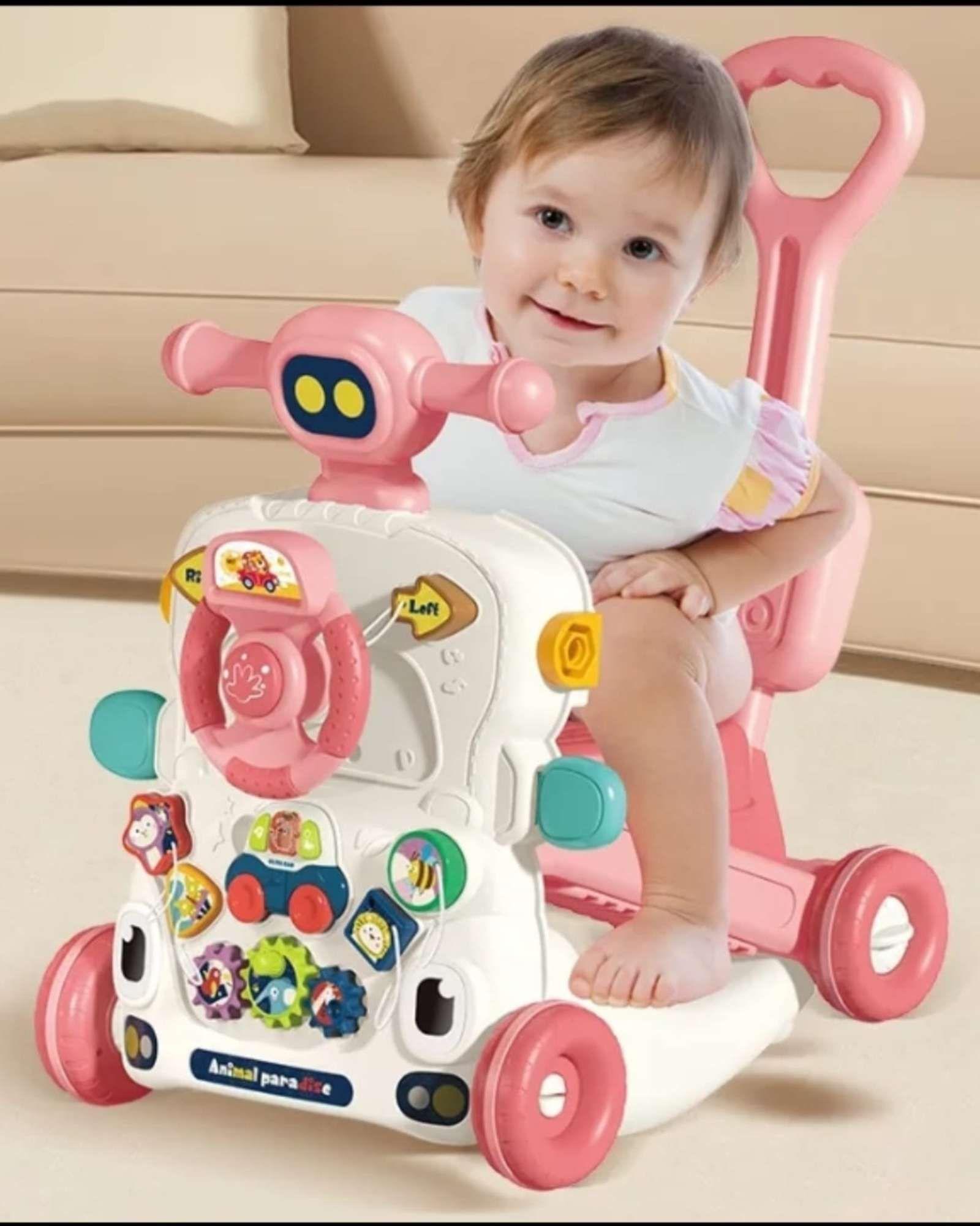 Caminador musical multifuncional 6 en 1 rosado-3