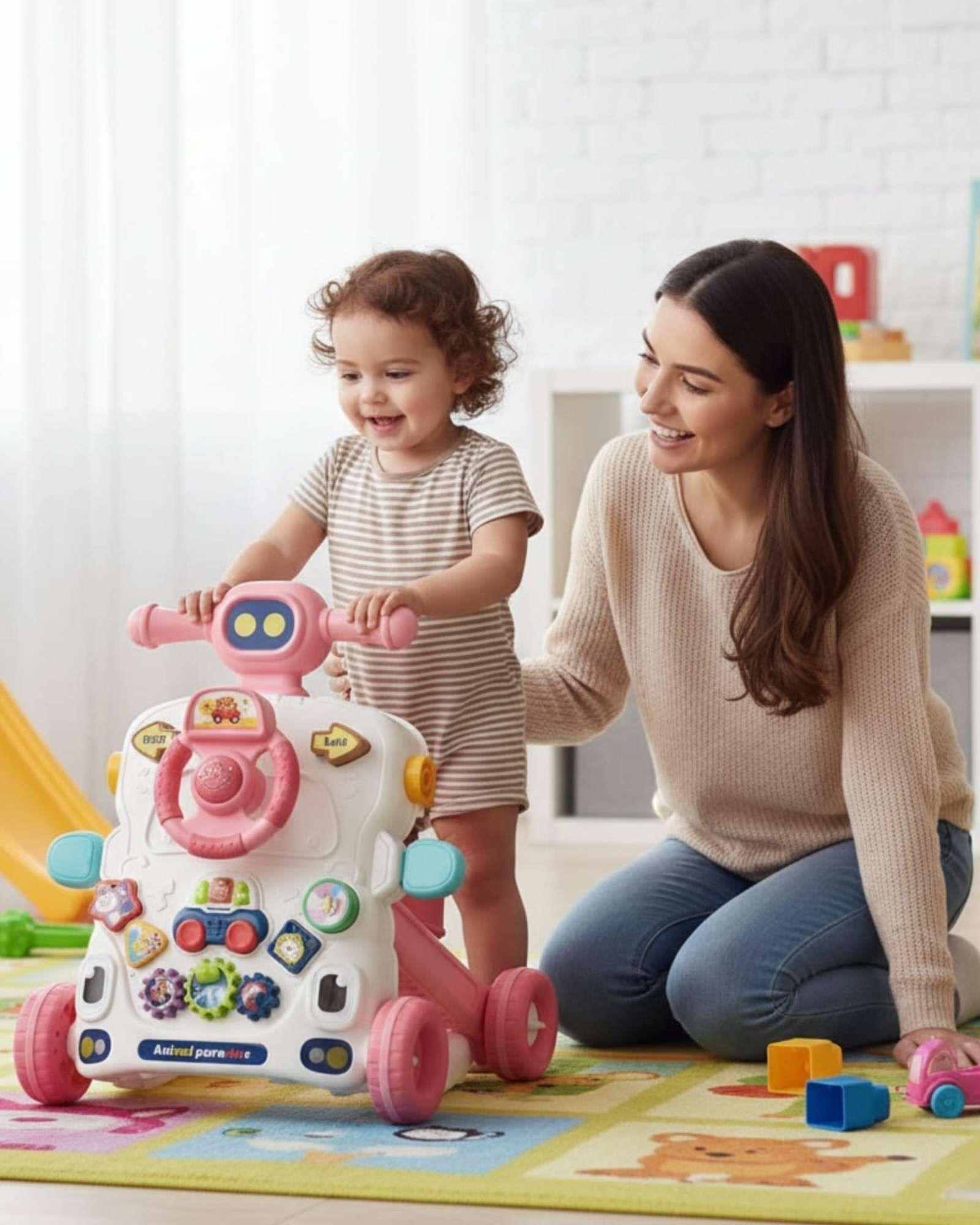 Caminador musical multifuncional 6 en 1 rosado-4