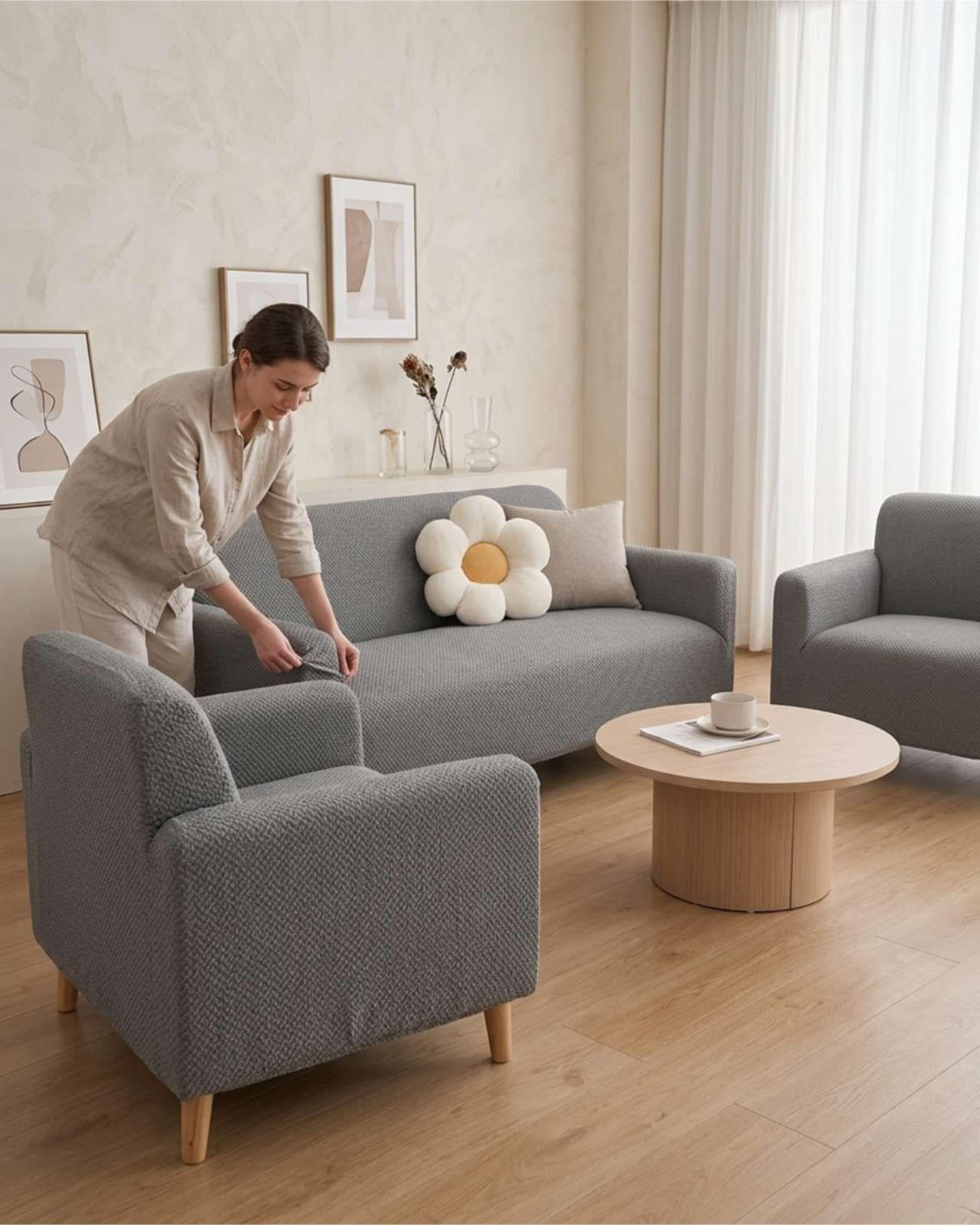 Juego de Cubre Sillón 3+1+1 Texturizado Premium - Ajuste Perfecto 07-2