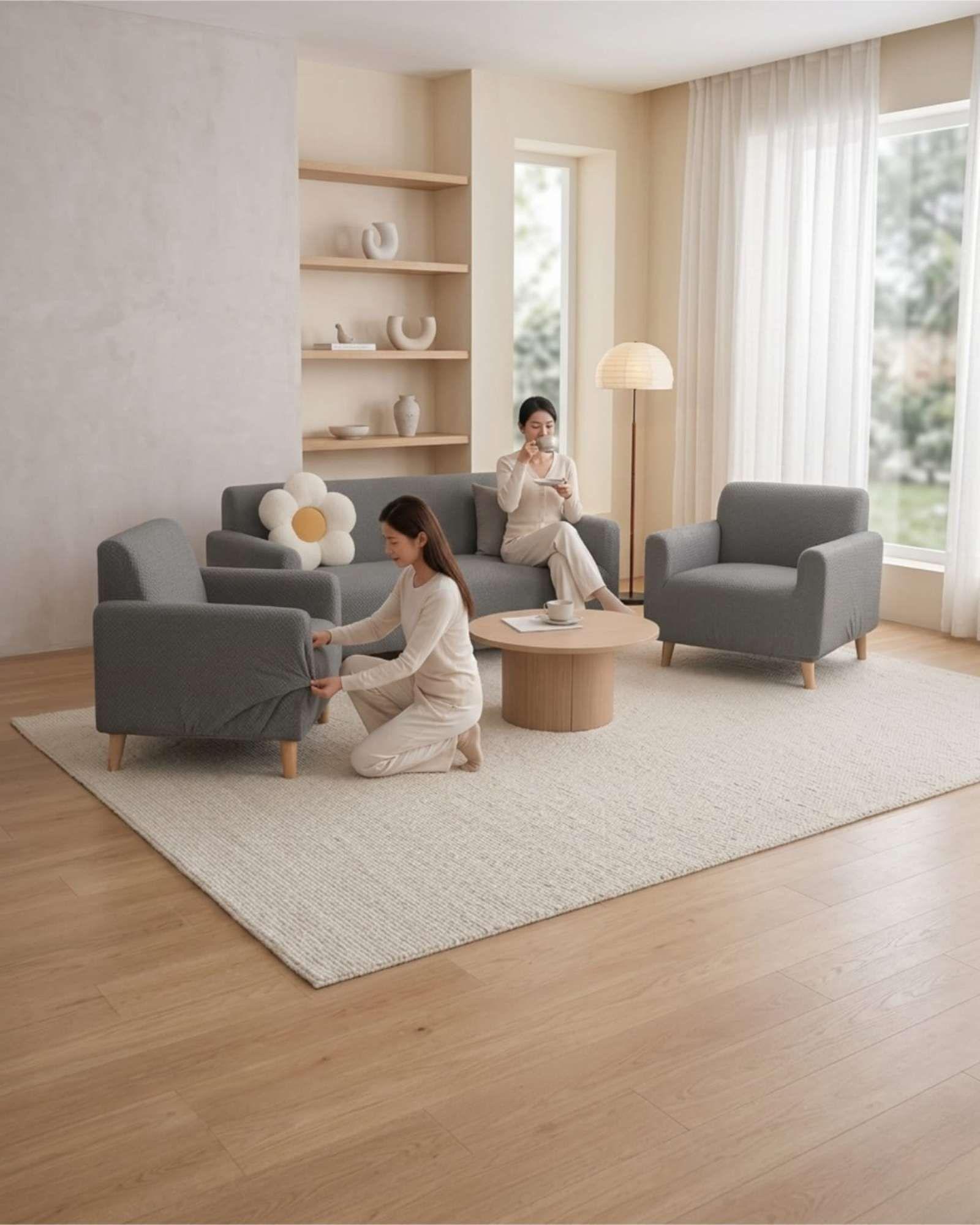 Juego de Cubre Sillón 3+1+1 Texturizado Premium - Ajuste Perfecto 07-3