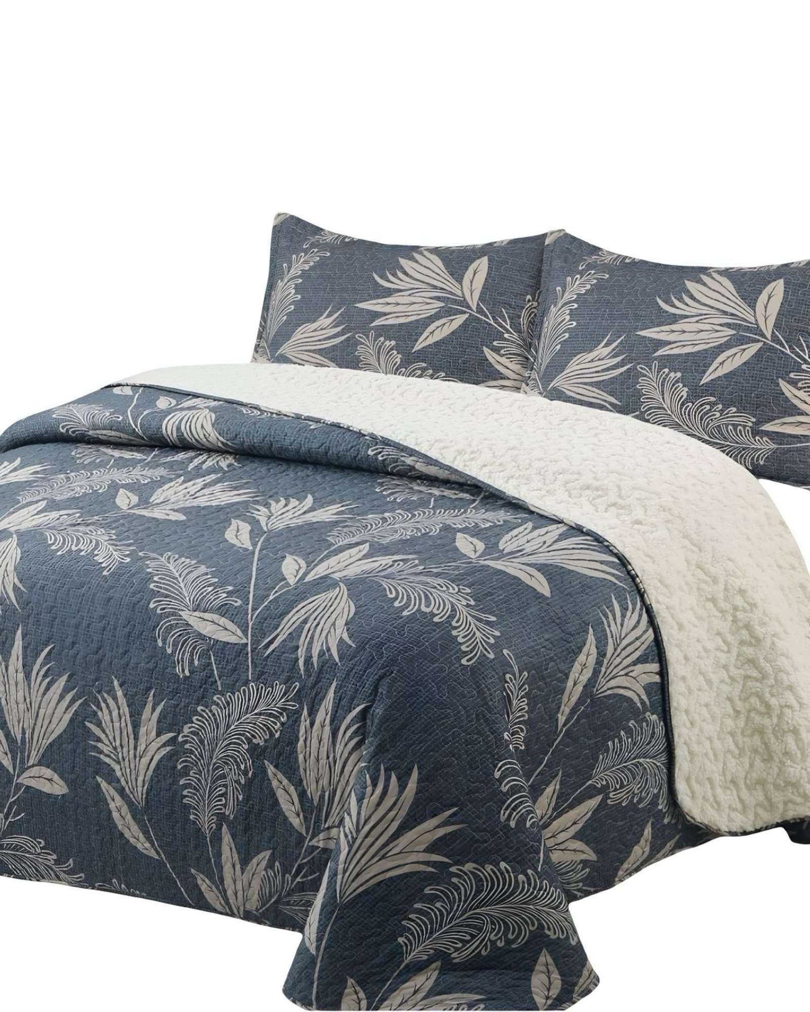 Cubrecama Quilt con sherpa 2 plaza gris 230 cm x 250 cm J8-1