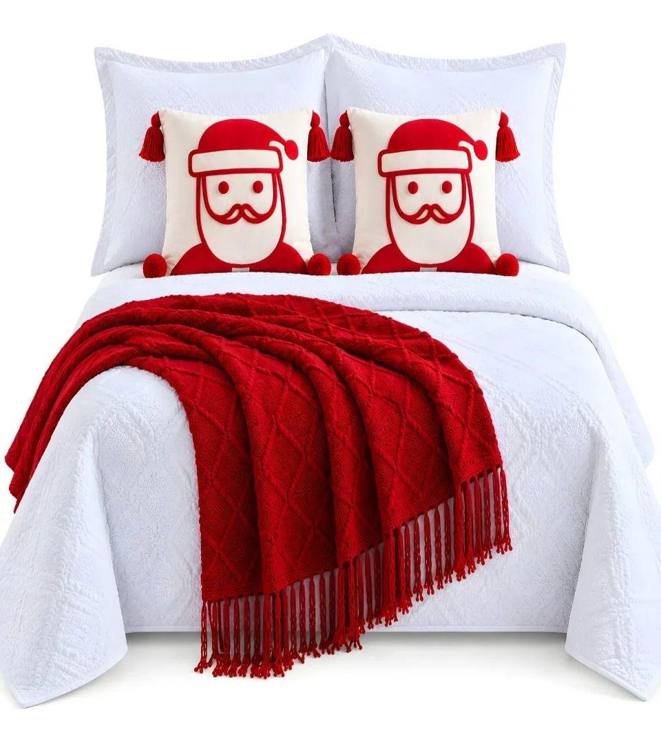 Set de Cama Navideño con Cubrecamas y 2 Fundas de Cojin 2 Plazas m6-2