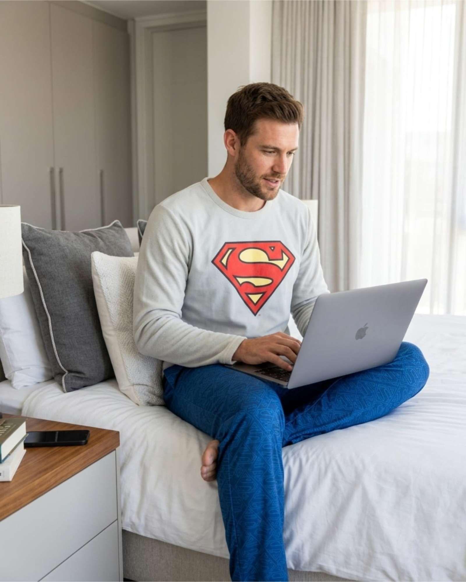 Pijama Hombre Superman Micropolar Térmico Invierno Talla M A4-2