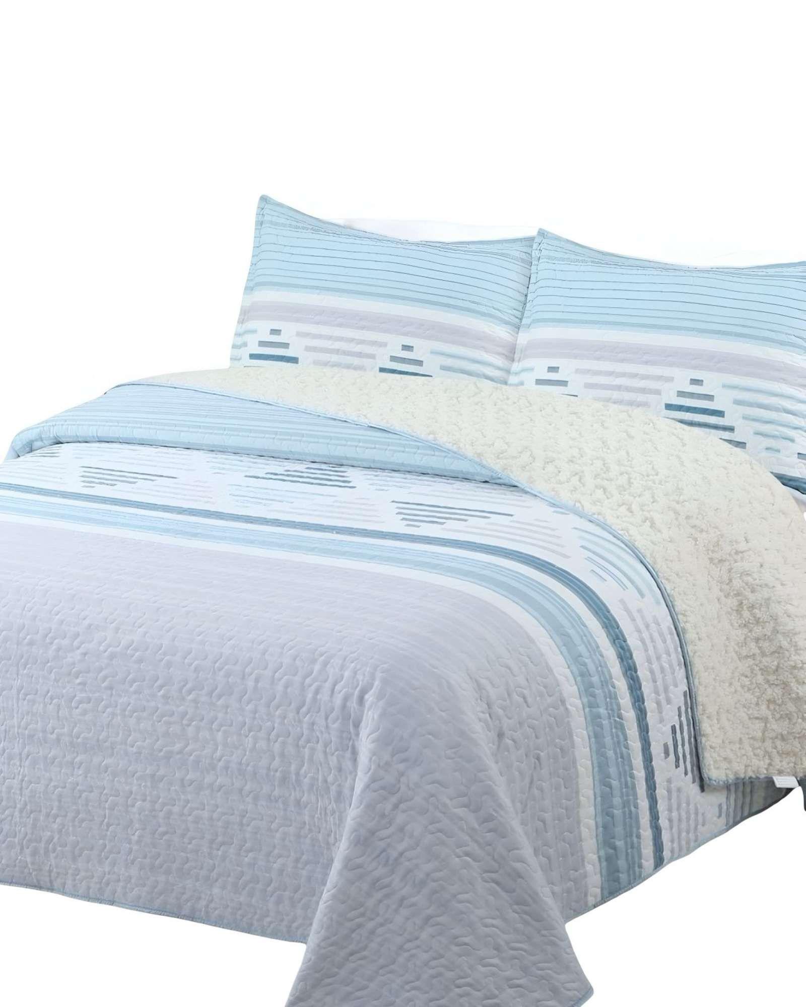 Cubrecama Quilt con sherpa 2 plaza gris 230 cm x 250 cm J16-2