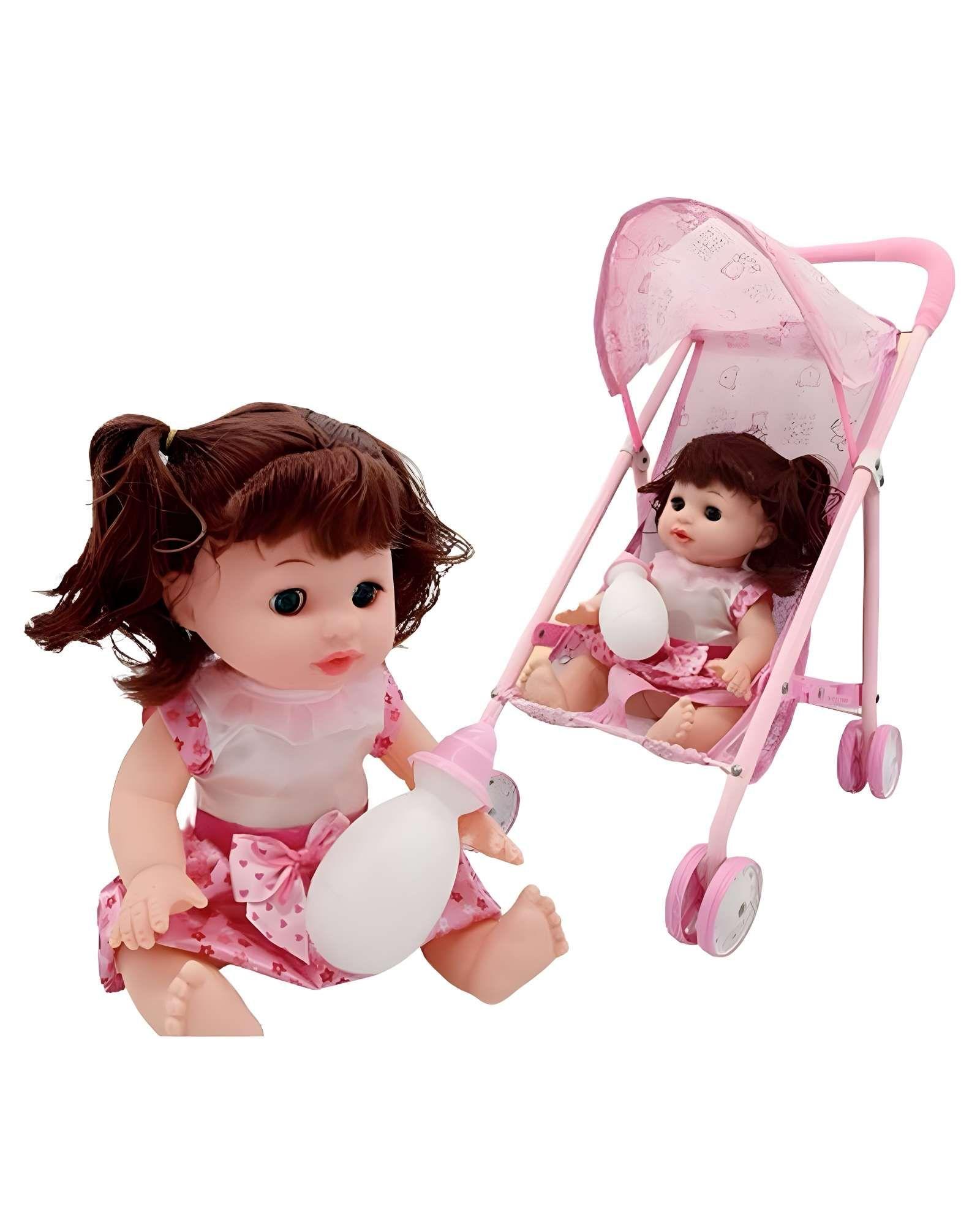 Juguete Muñeca más coche simple infantil rosado -0