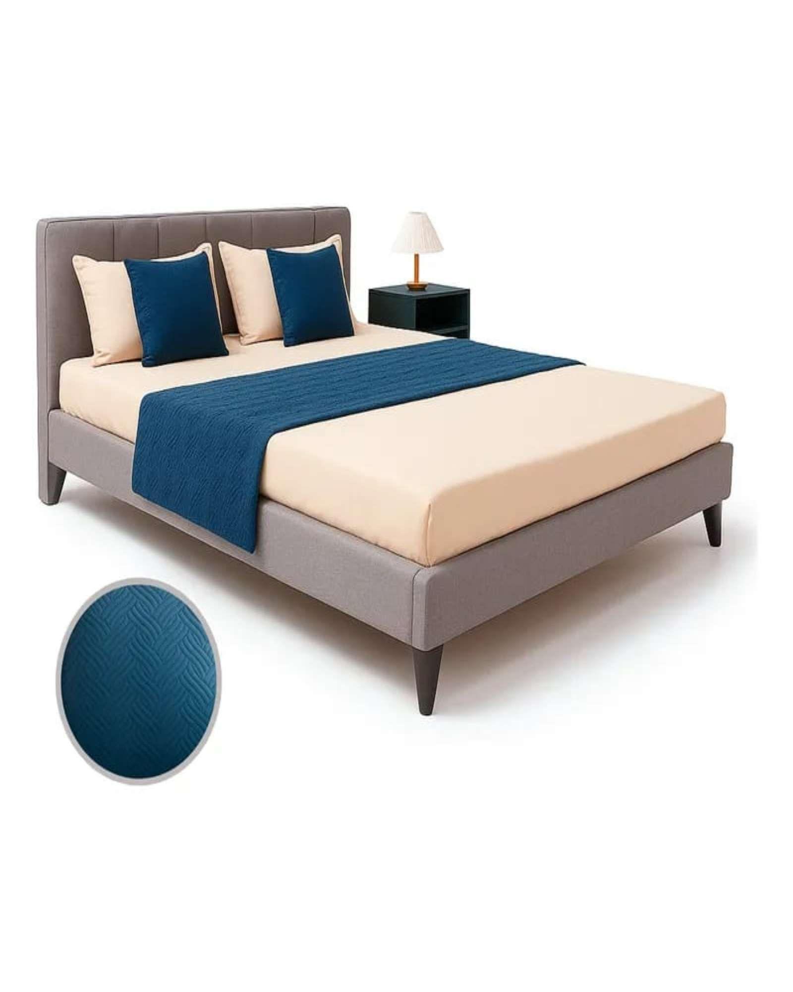 Set de Pieceras Plush + Fundas de Cojin 45×45 azul-3