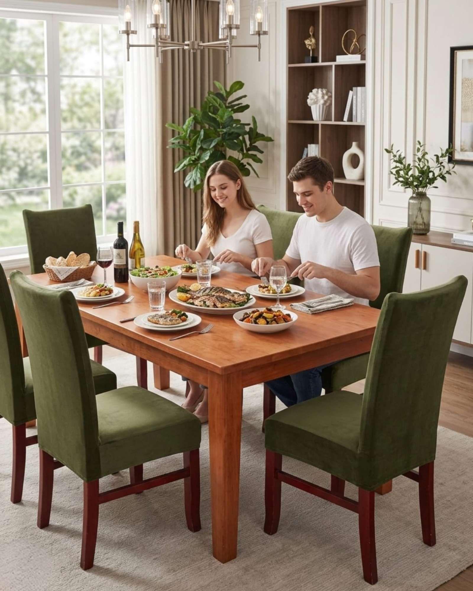 JUEGOS DE 6 FUNDAS PARA SILLAS  CON DISEÑO ELASTICO M31-4