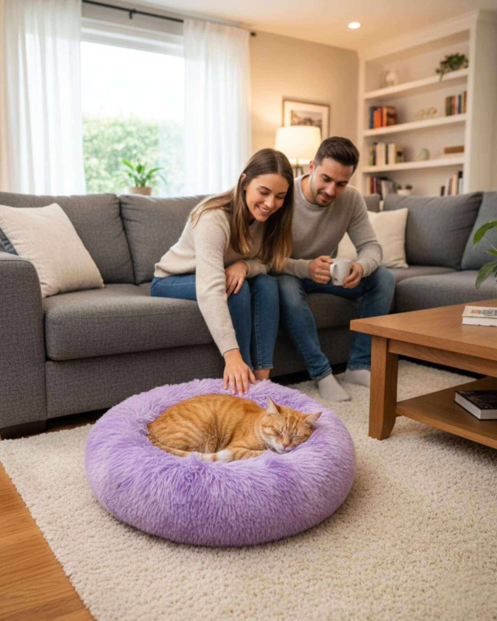 Cama Acolchada de Alta Densidad para tus mascotas 70 cm morado-3
