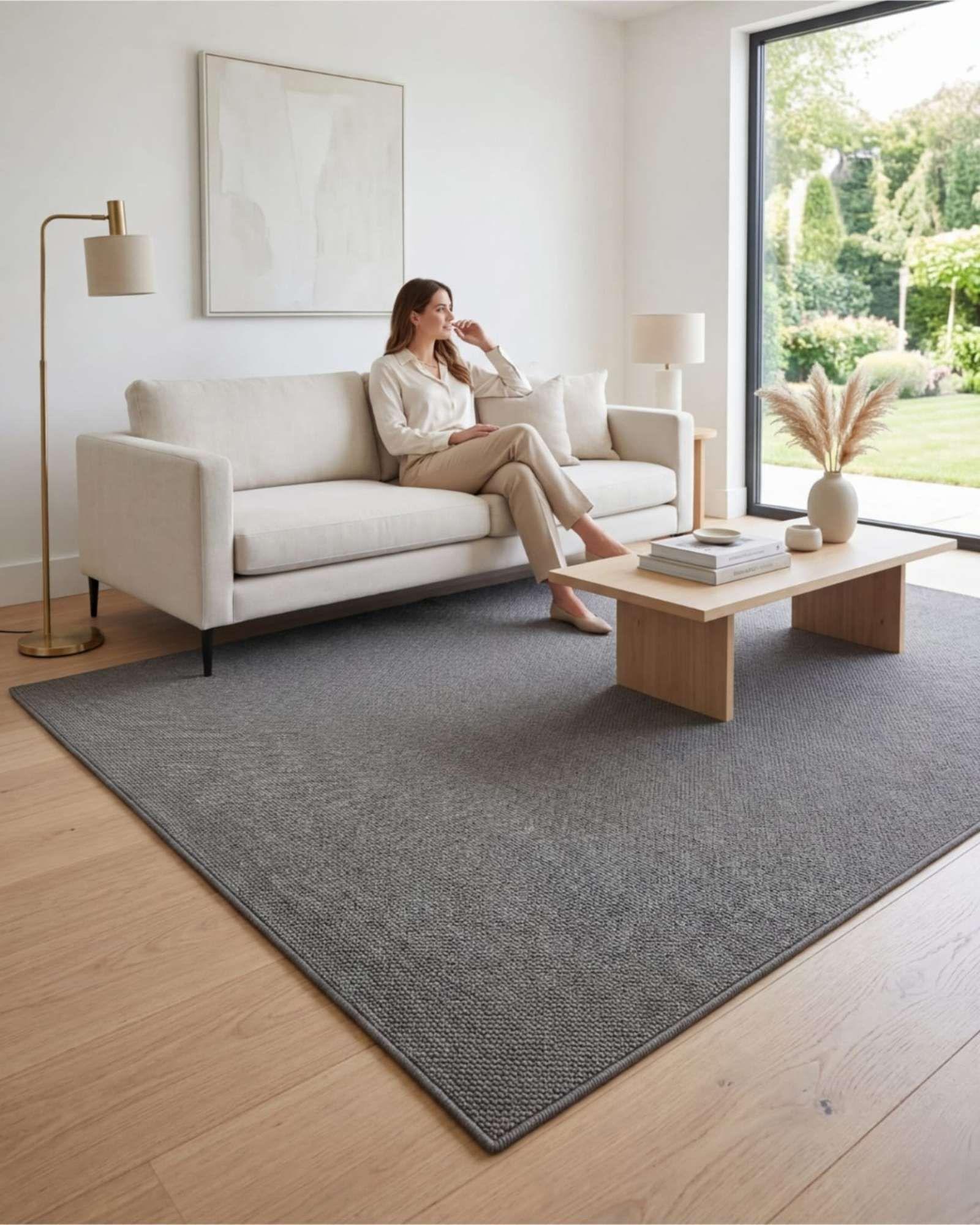 Alfombra Resistente Tejida cuadrada modelo Piña 160X200 gris-4