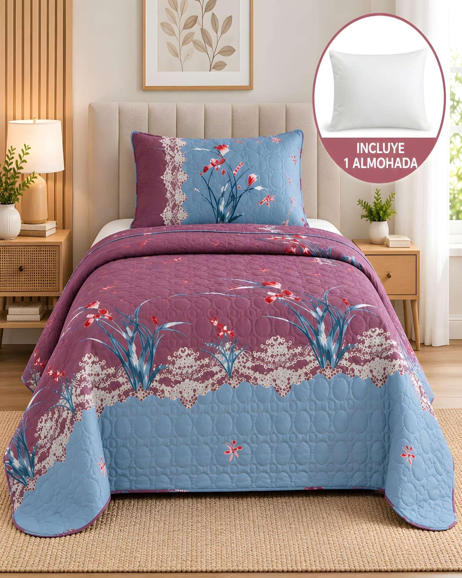 Cubrecama Quilt Verano 1.5 Plazas + Almohada 09-0