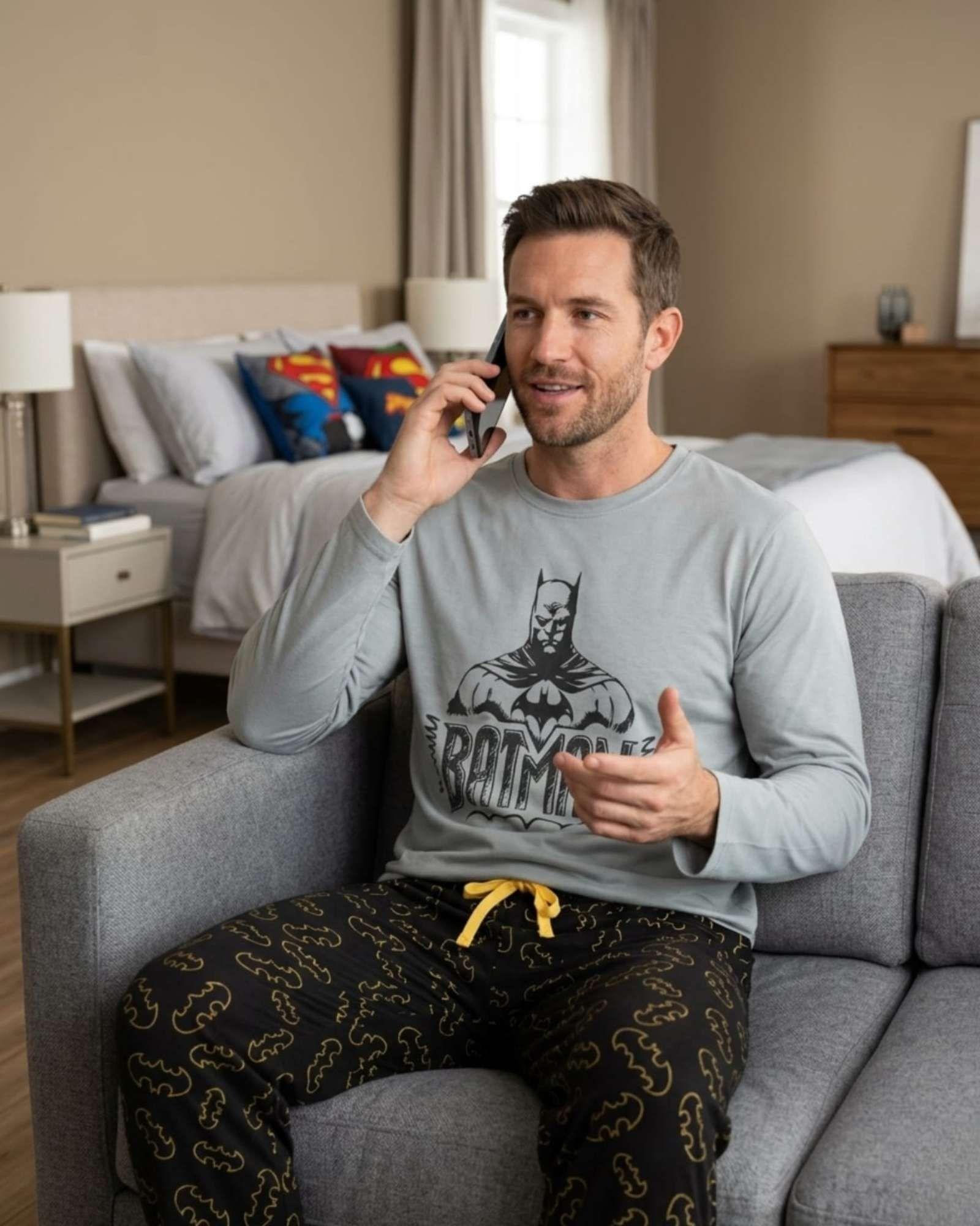 Pijama Hombre Batman Micropolar Térmico Invierno Talla M B2-2