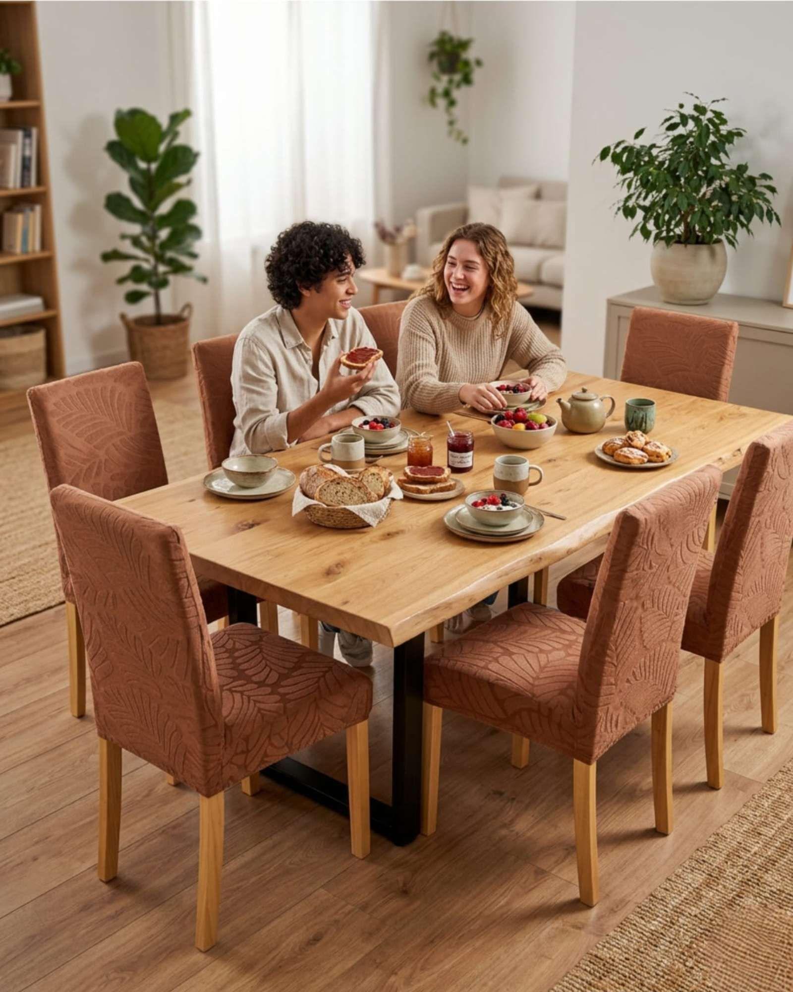 PACK DE 6 FUNDAS DE SILLAS DISEÑO TEXTURIZADO DE HOJAS M6-3