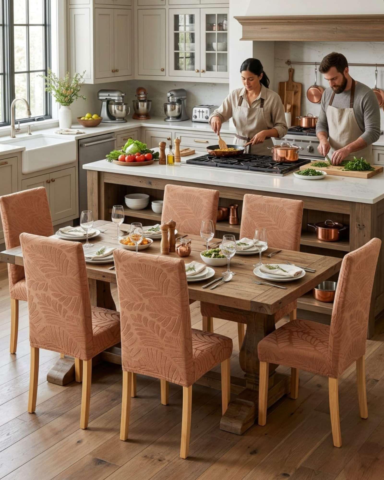 PACK DE 6 FUNDAS DE SILLAS DISEÑO TEXTURIZADO DE HOJAS M6-4