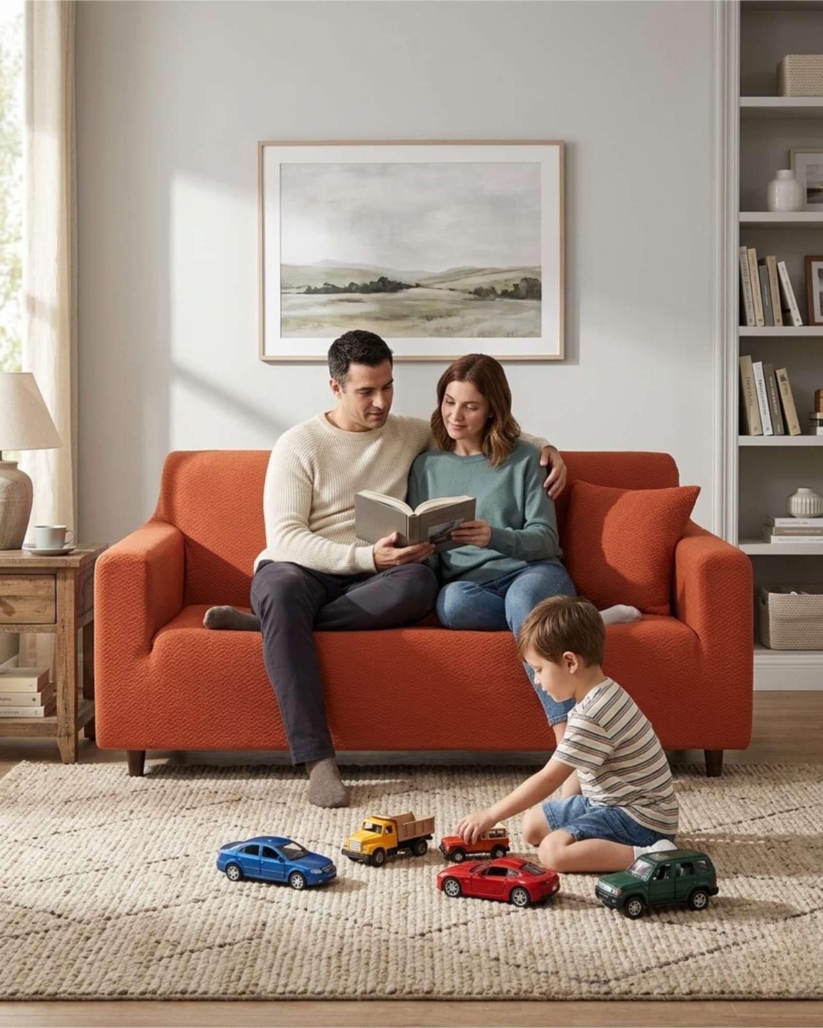 Cubre Sofá 3 Cuerpos Tipo T Texturizado Tela Spandex Ajustable 05-3