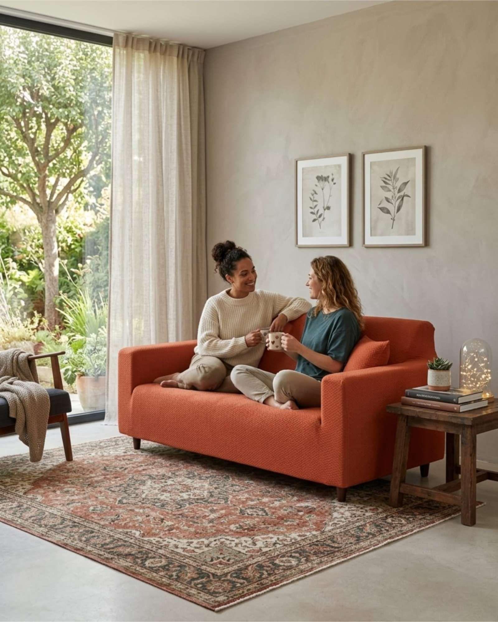 Cubre Sofá 3 Cuerpos Tipo T Texturizado Tela Spandex Ajustable 05-4