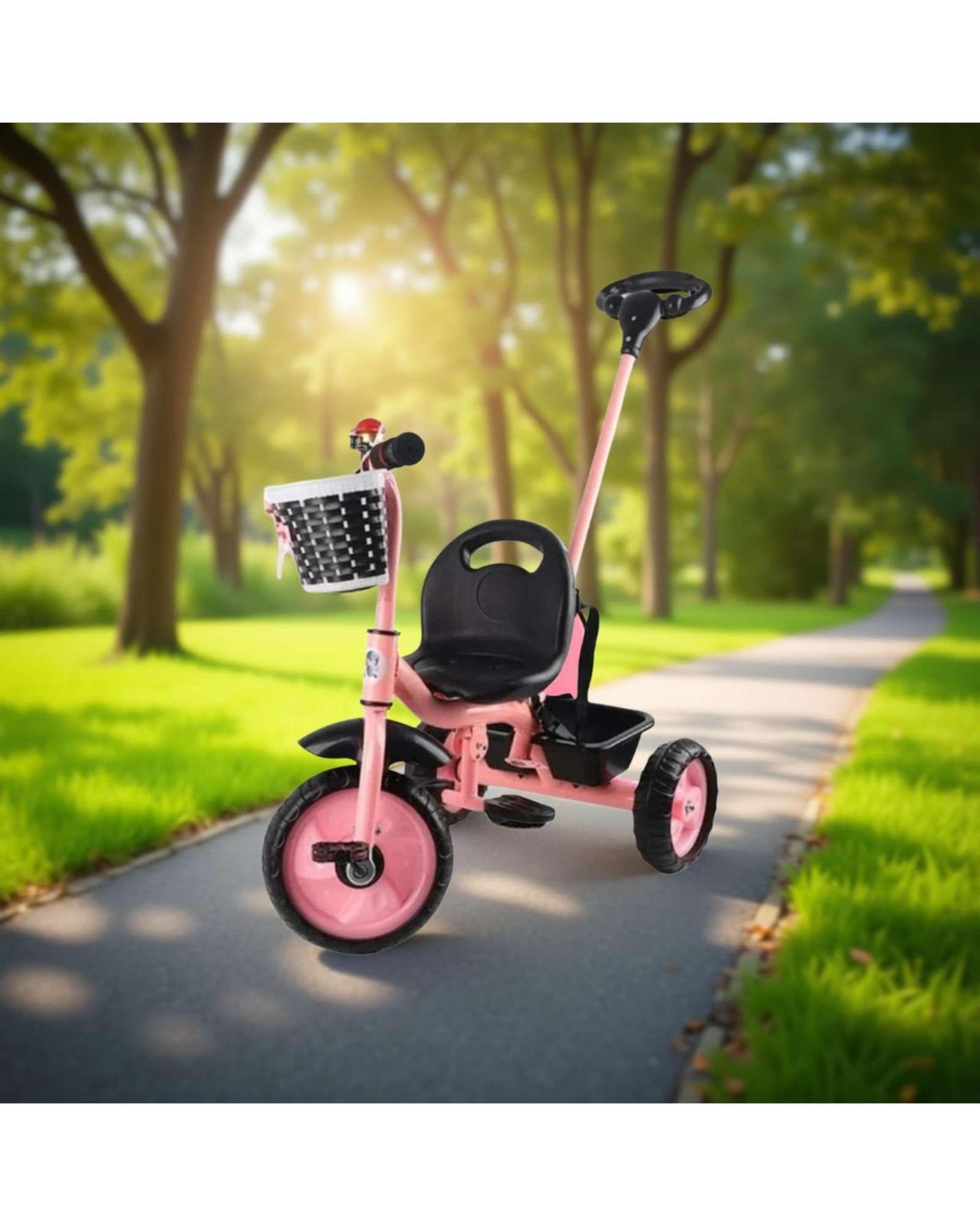 Triciclo infantil multifunción 2 en 1 Rosa-3