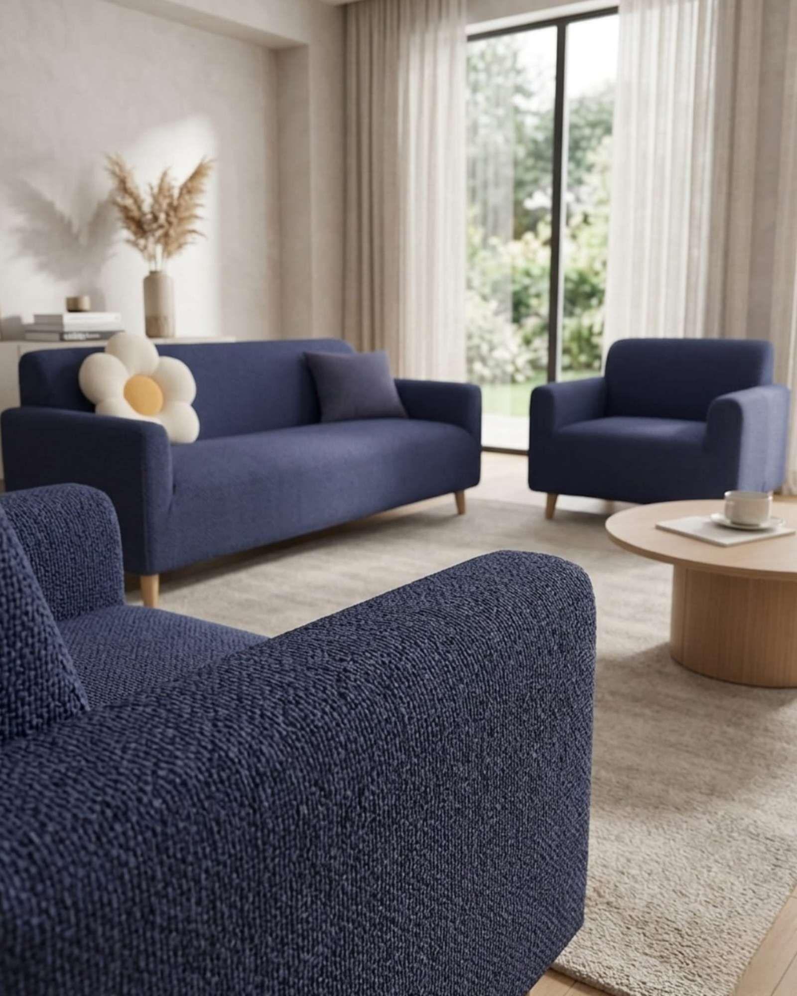 Juego de Cubre Sillón 3+1+1 Texturizado Premium - Ajuste Perfecto 06-3