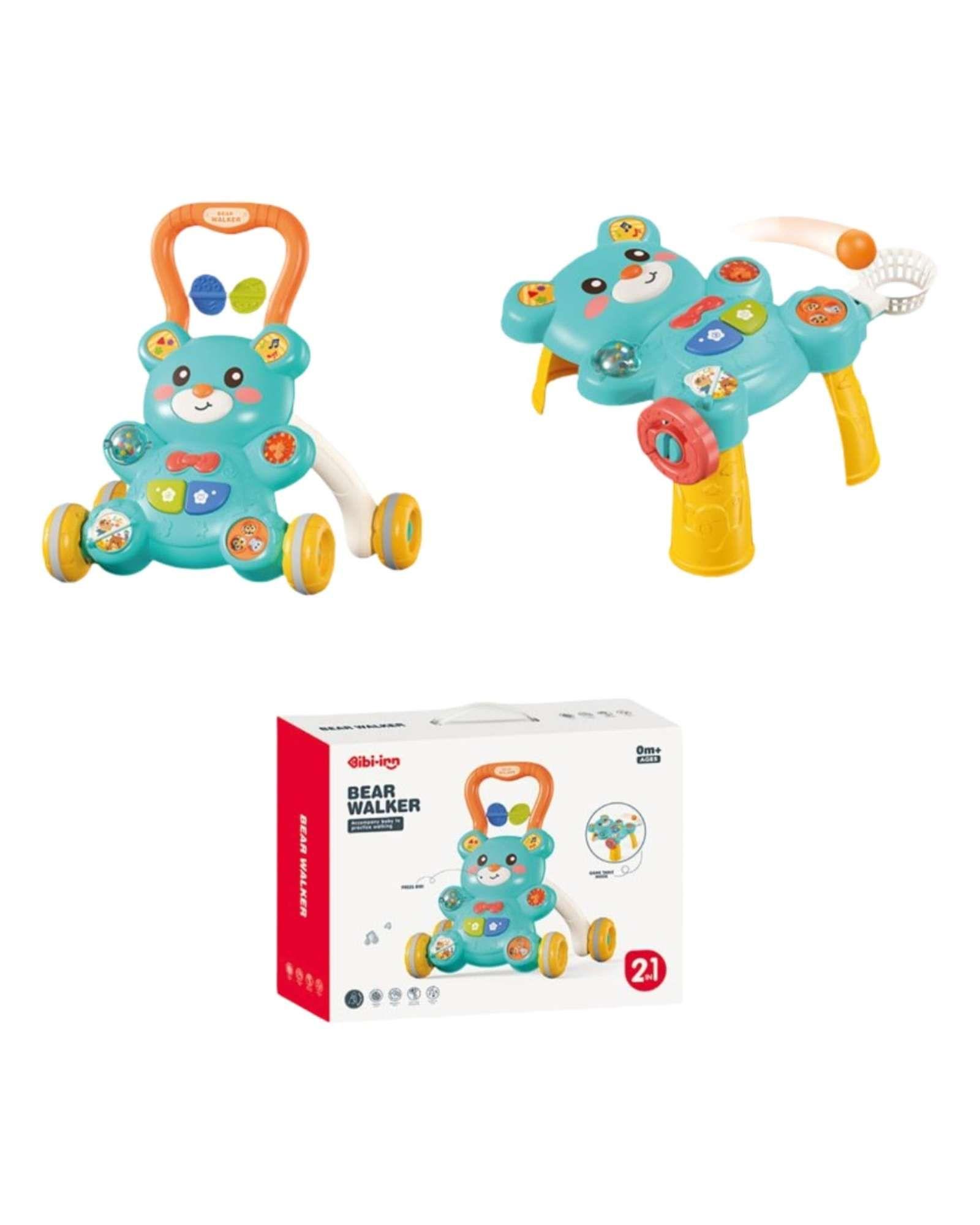 Andador y Mesa Didáctica 2 en 1 con Diseño de Osito verde-2