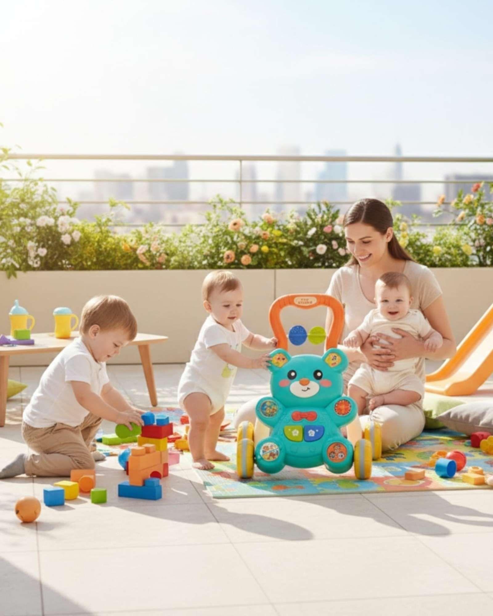 Andador y Mesa Didáctica 2 en 1 con Diseño de Osito verde-3