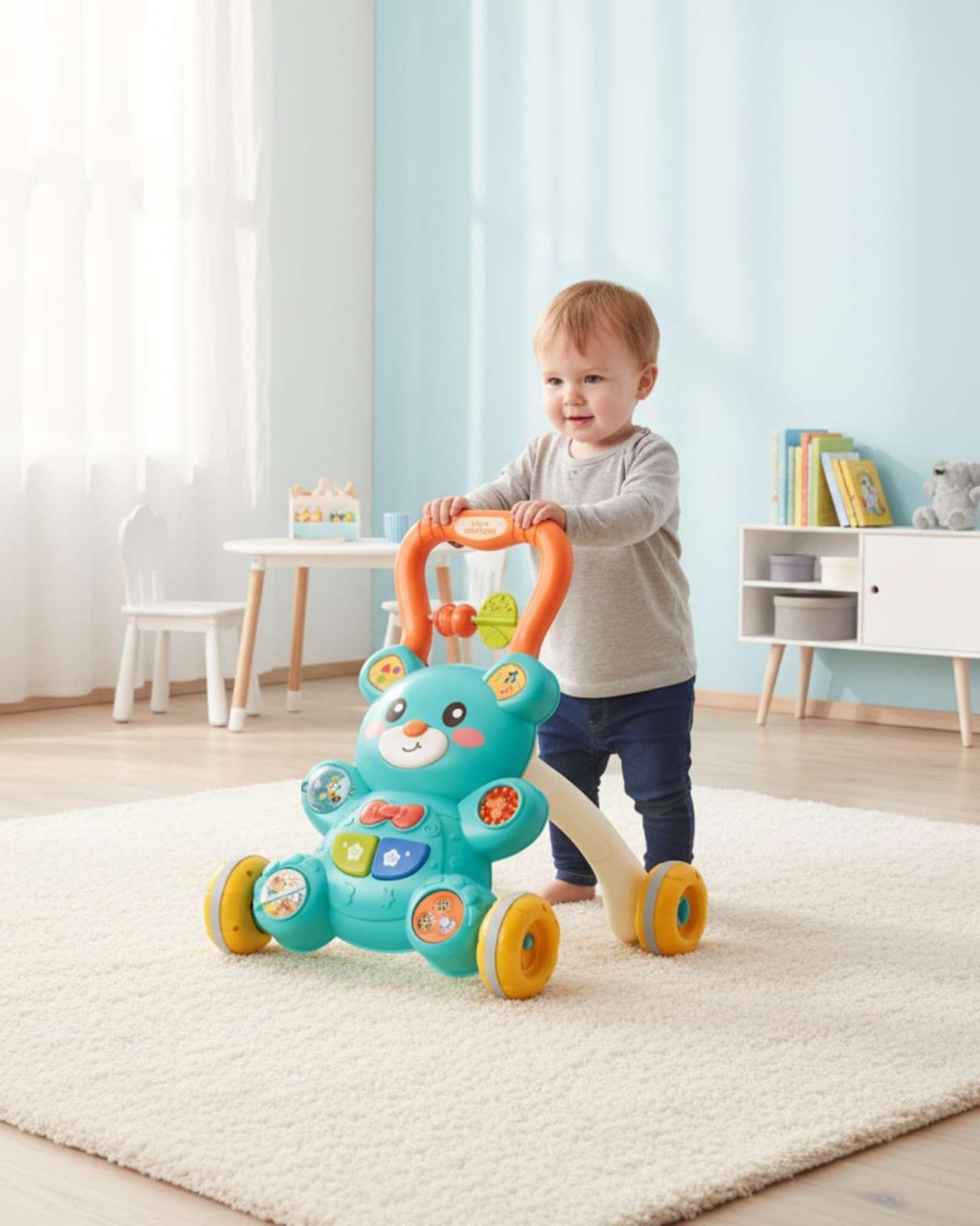Andador y Mesa Didáctica 2 en 1 con Diseño de Osito verde-4