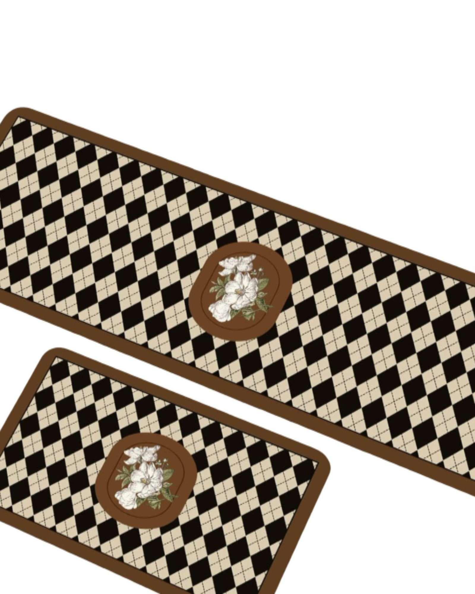 ALFOMBRAS DECORATIVAS COCINA ANTIDESLIZANTE DISEÑO TRIANGULO NEGRO-2