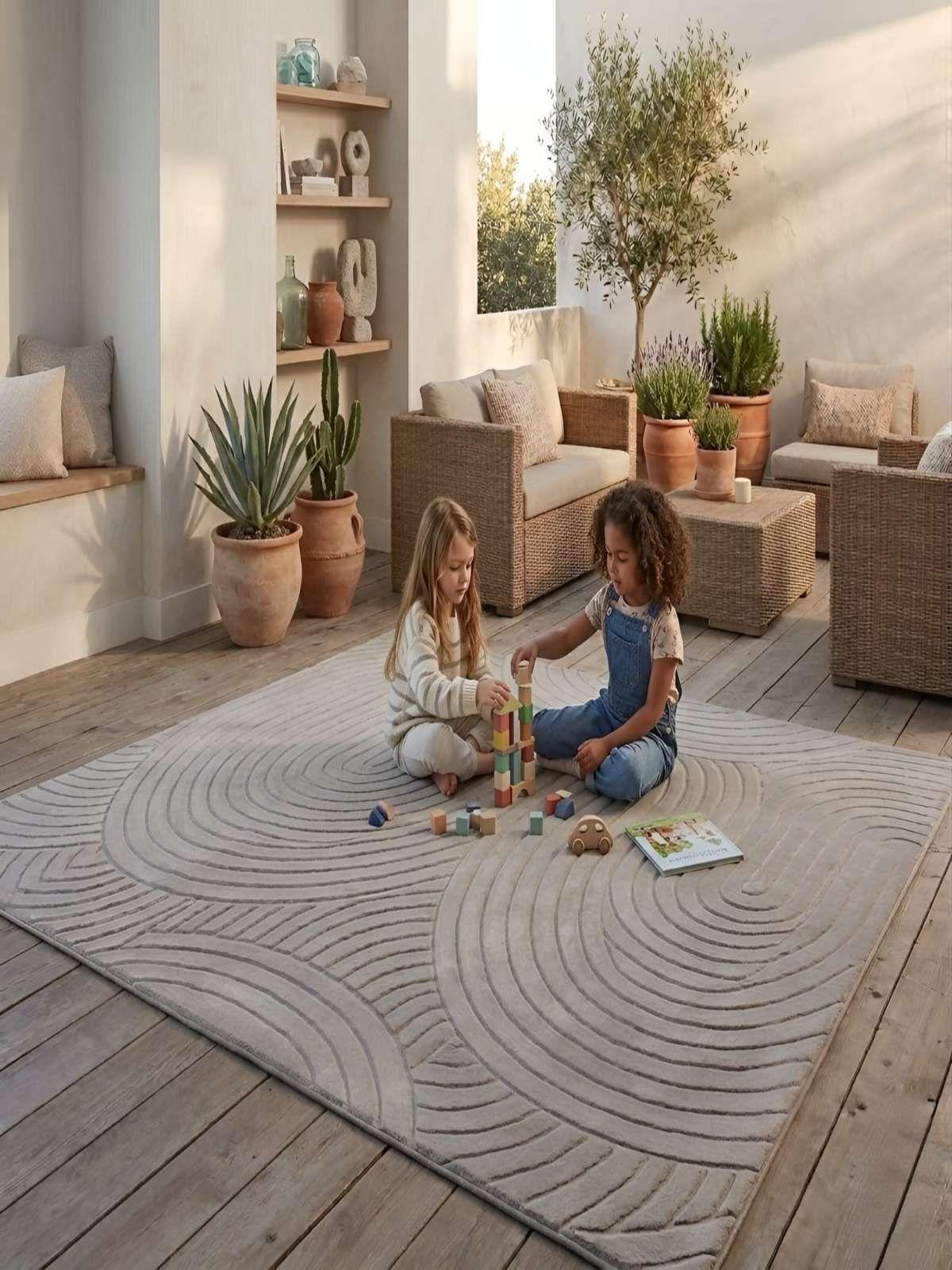 Alfombra Decorativa con Relieve Jacquard 240x200 GRIS-4