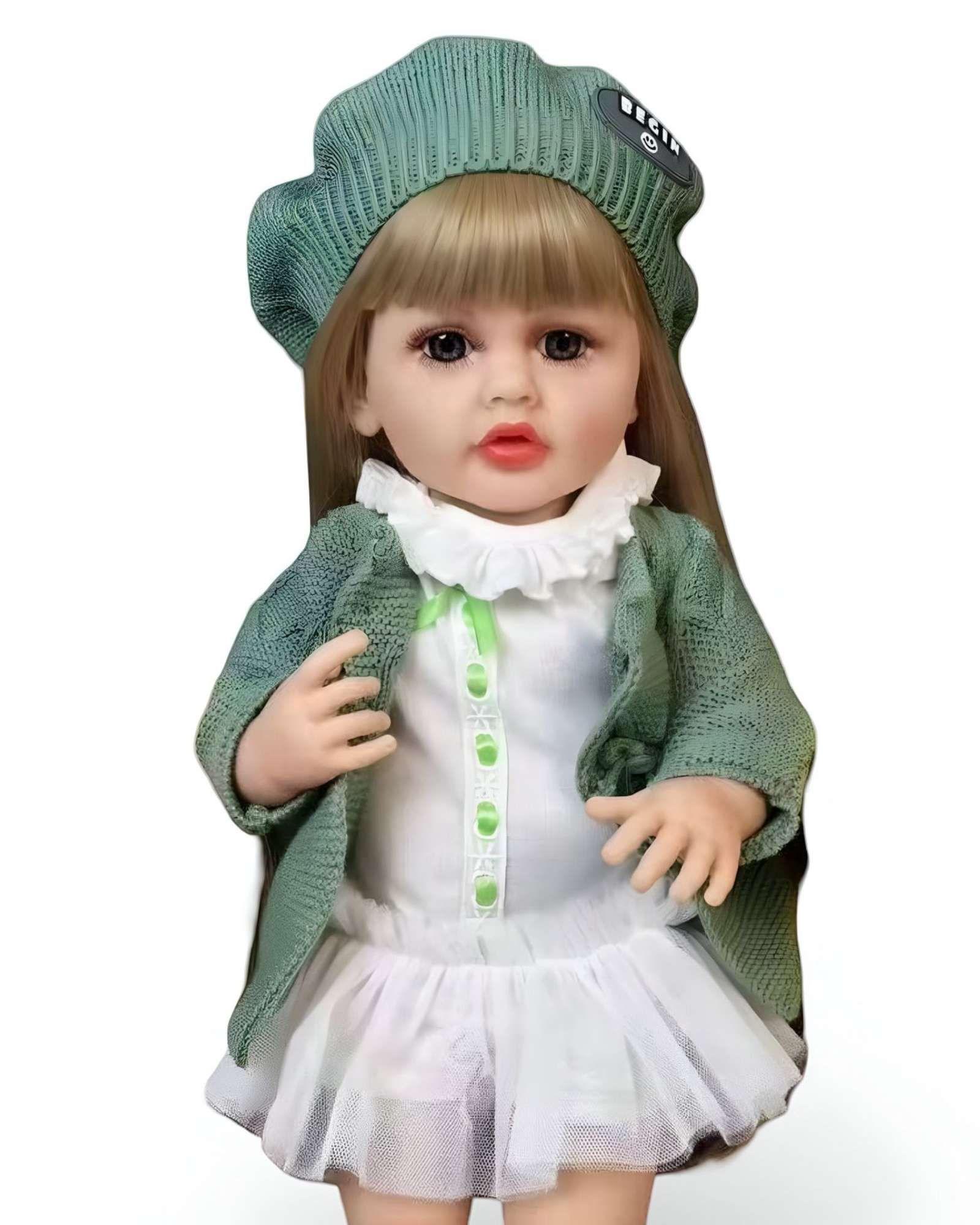 MUÑECA BEBÉ REALISTA DE 55 CM 100% SILICON CON VESTIDO W11-2