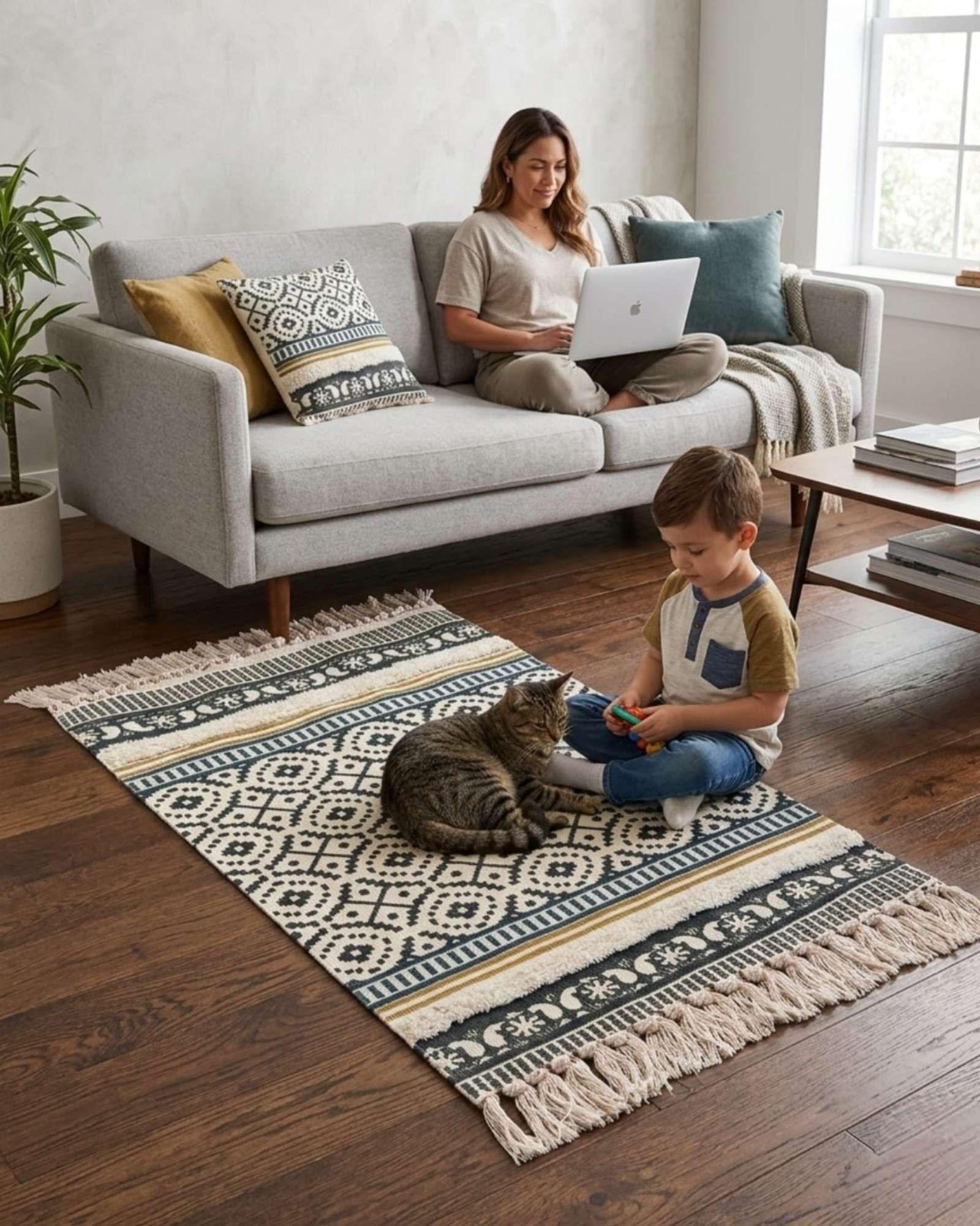 Alfombra Decorativa 60x90 cm Estampada con Relieve Tufting A4-2