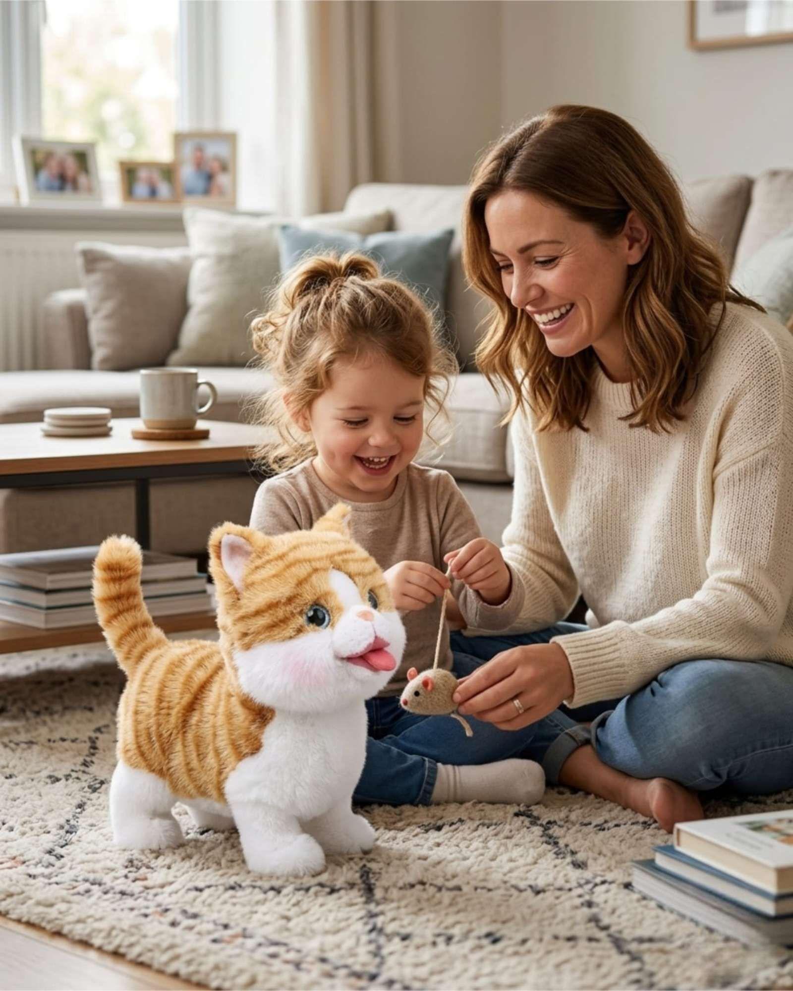 Gatito Interactivo Tierno Camina y hace  Miau Real  El Compañero Perfecto color beige-4