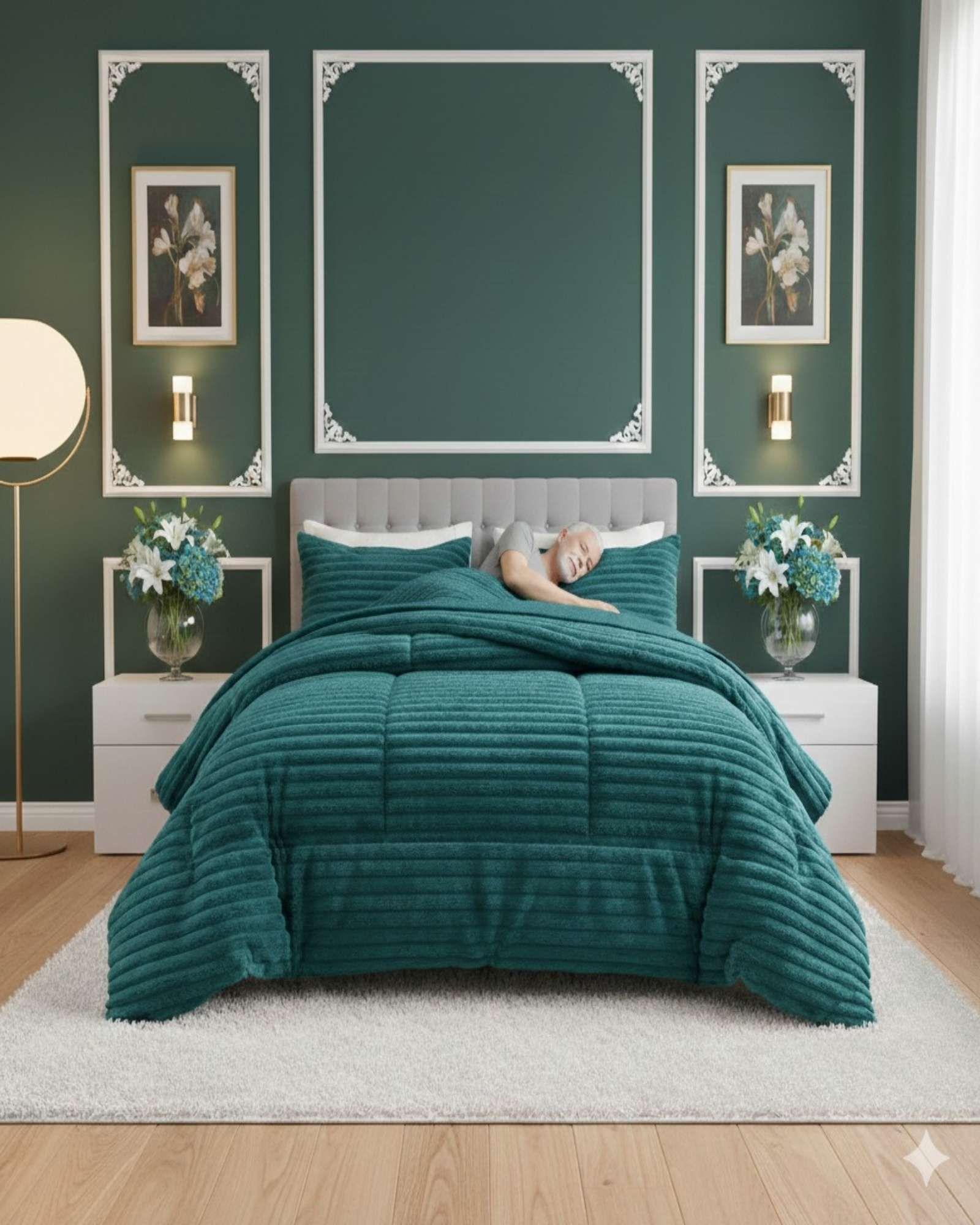 Cubrecama Premium Plush y Chiporro - Invierno 2 Plazas verde-4