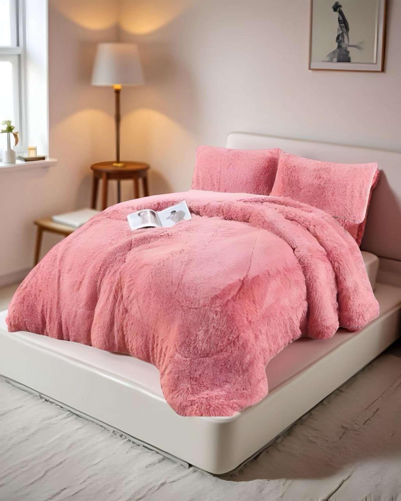 COBERTOR ELEGANTE CHIPORRO UNICOLOR PELUDO DE INVIERNO PLAZA Y MEDIA S63-2