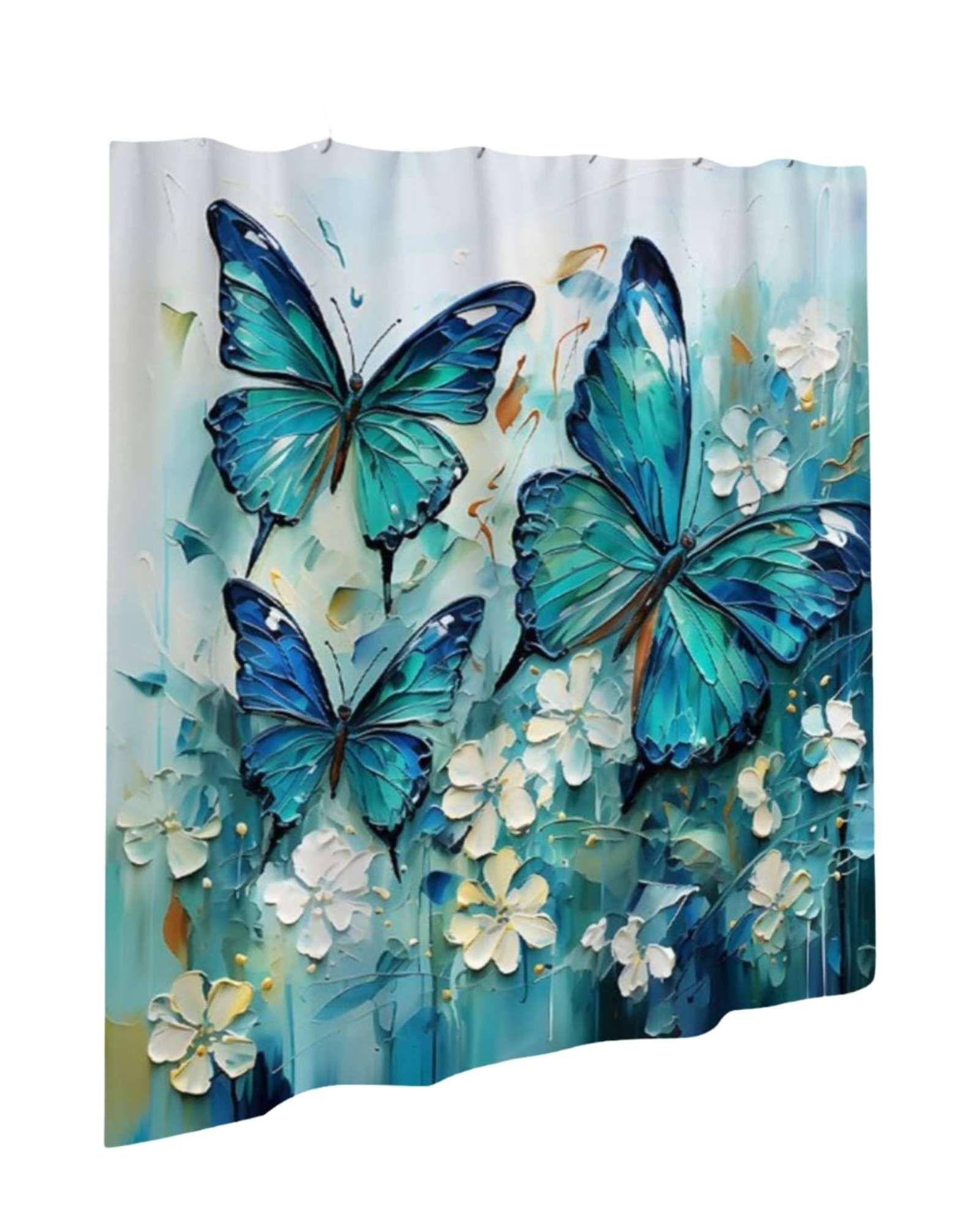 Juego 5 piezas con Cortina de baño de Tela Poliéster y  Forro de Ducha de Plástico J-6-4