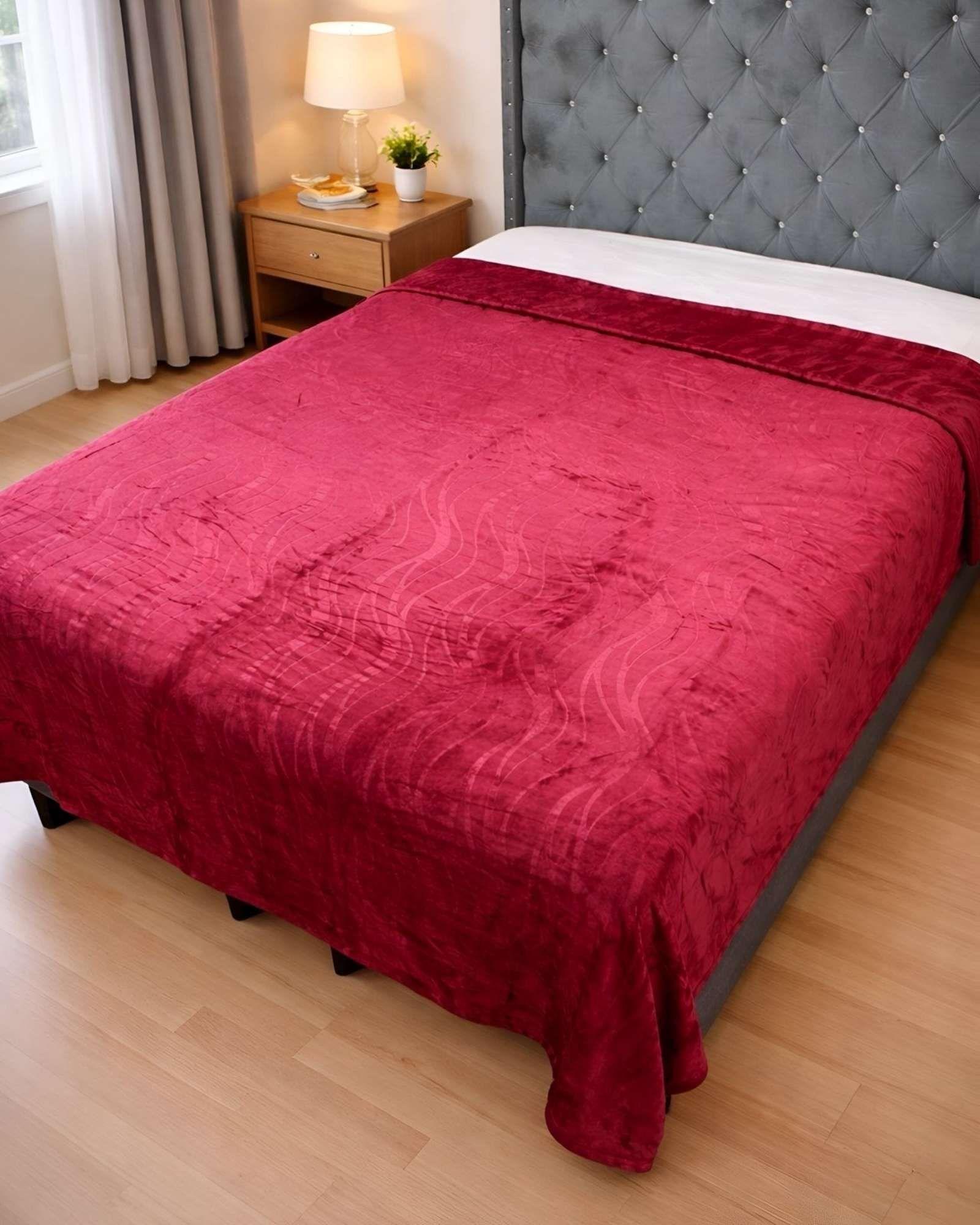 Mantas Frazada de Plush con Chiporro 2 plazas burdeo-3