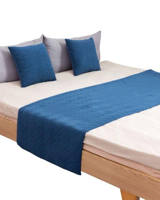 JUEGO DE PIECERA DE CAMA MAS 2 COJIN CON FUNDAS MODELO PLUSH AZUL-2