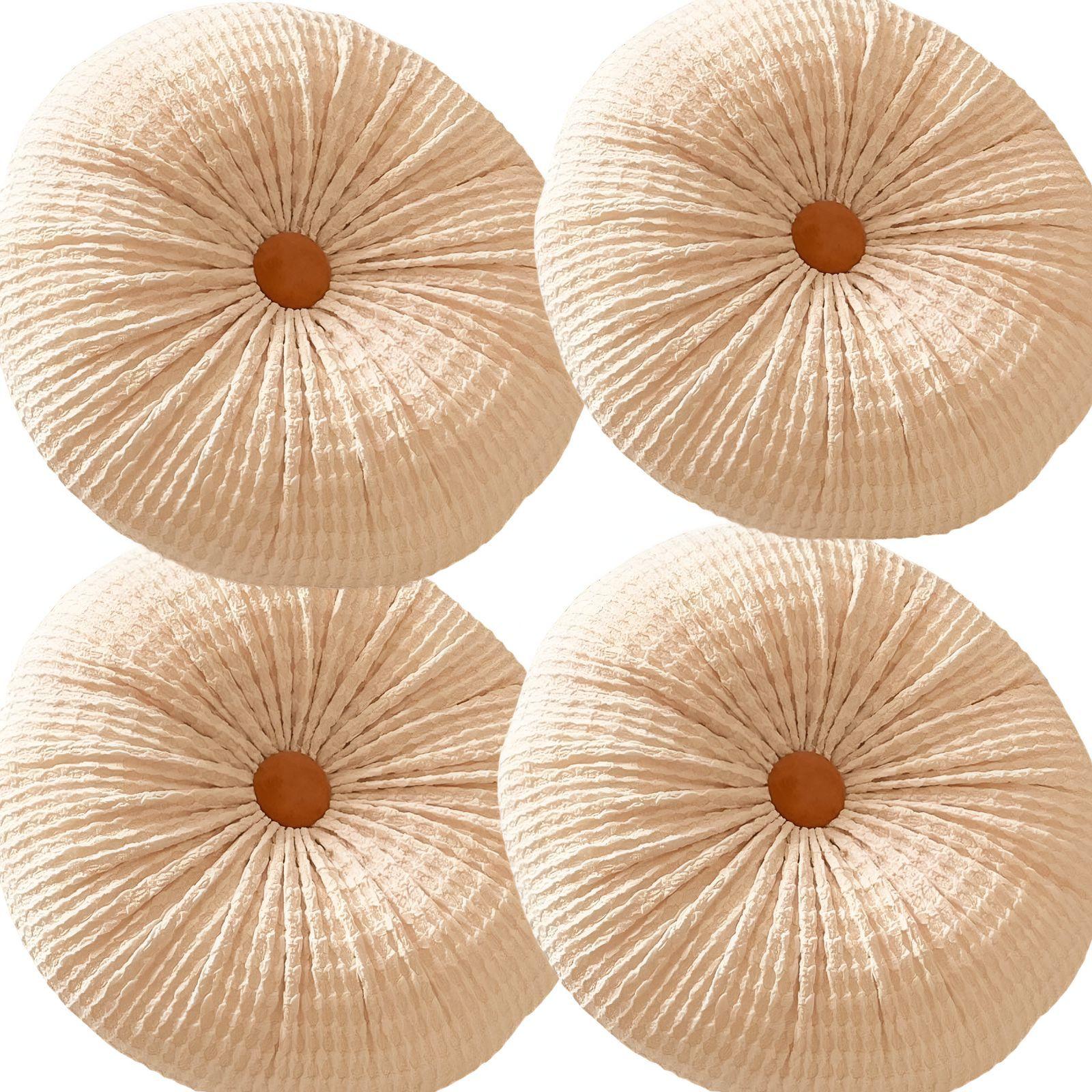 SET DE 4 COJINES DISEÑO BOTON COLOR BEIGE-2