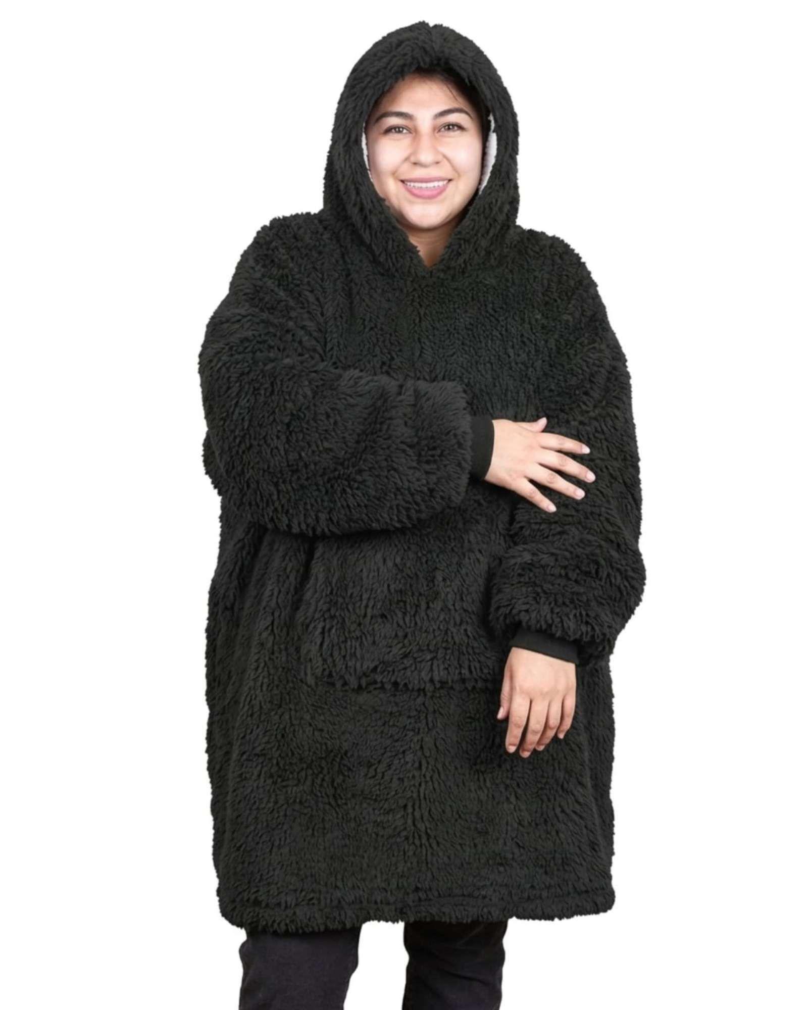 Manta Polerón Hoodie Gigante con Chiporro Sherpa Unisex Térmico A1-3