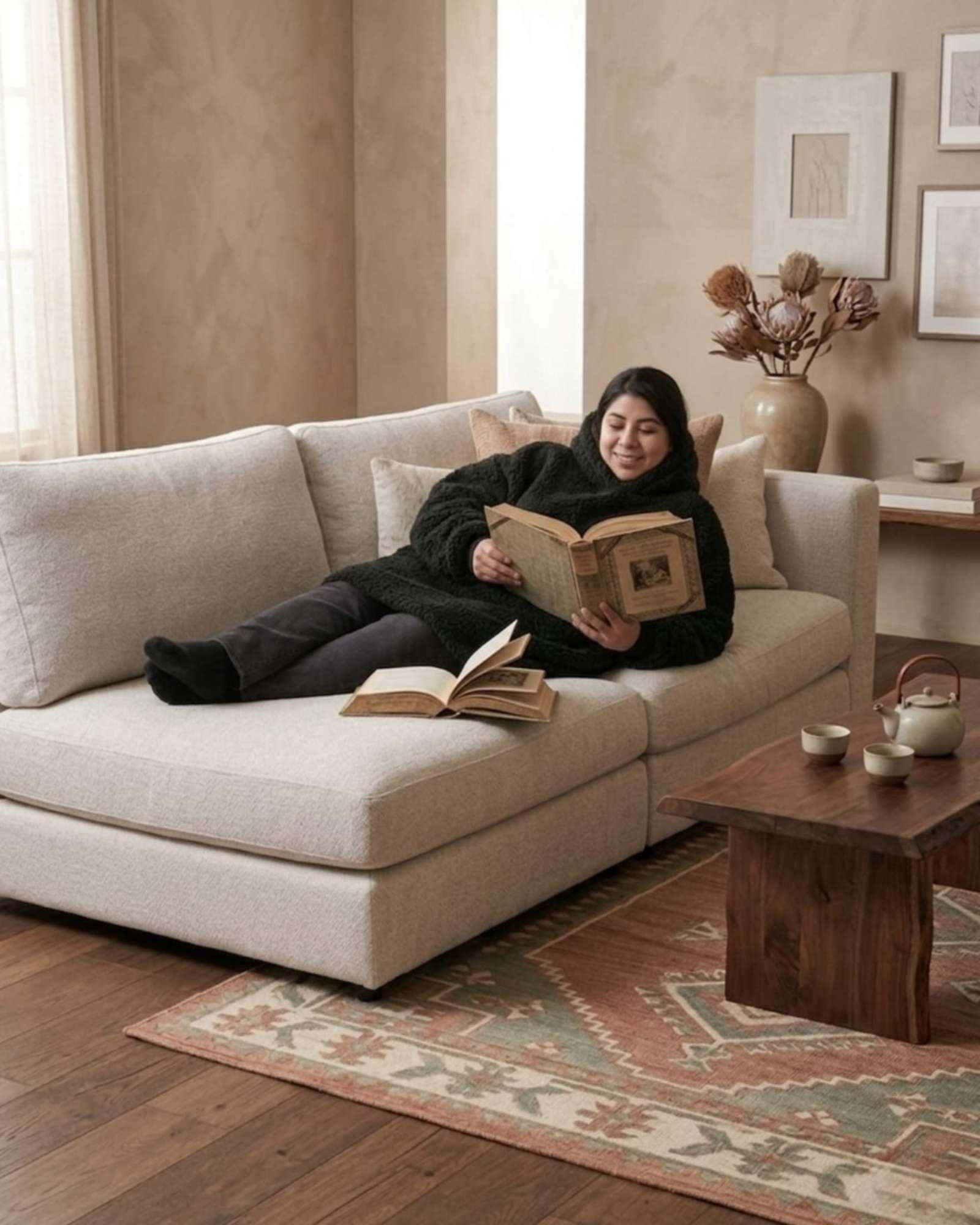 Manta Polerón Hoodie Gigante con Chiporro Sherpa Unisex Térmico A1-4