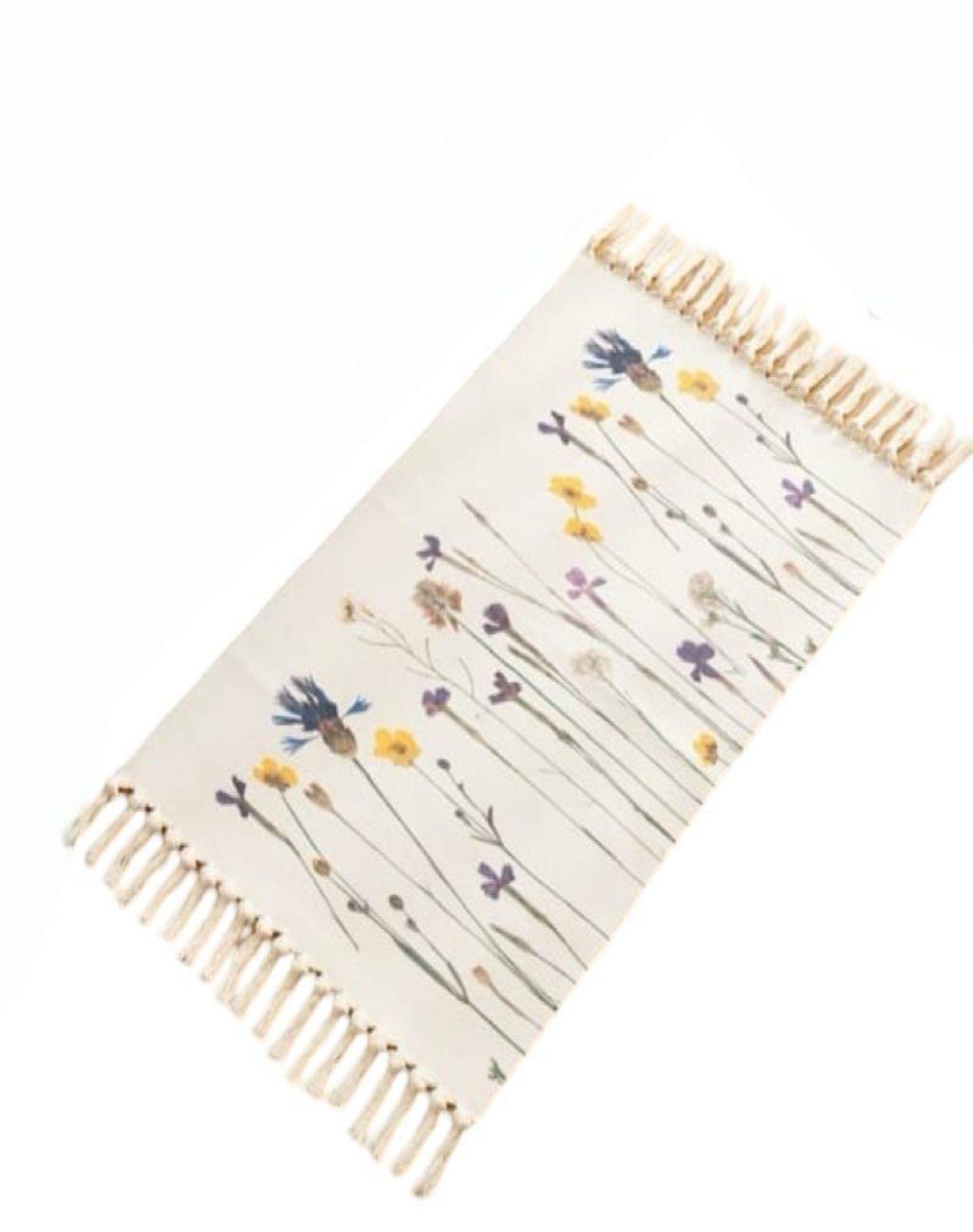 Alfombra de Lino 60x90 cm para Bajada de Cama 4n01-0