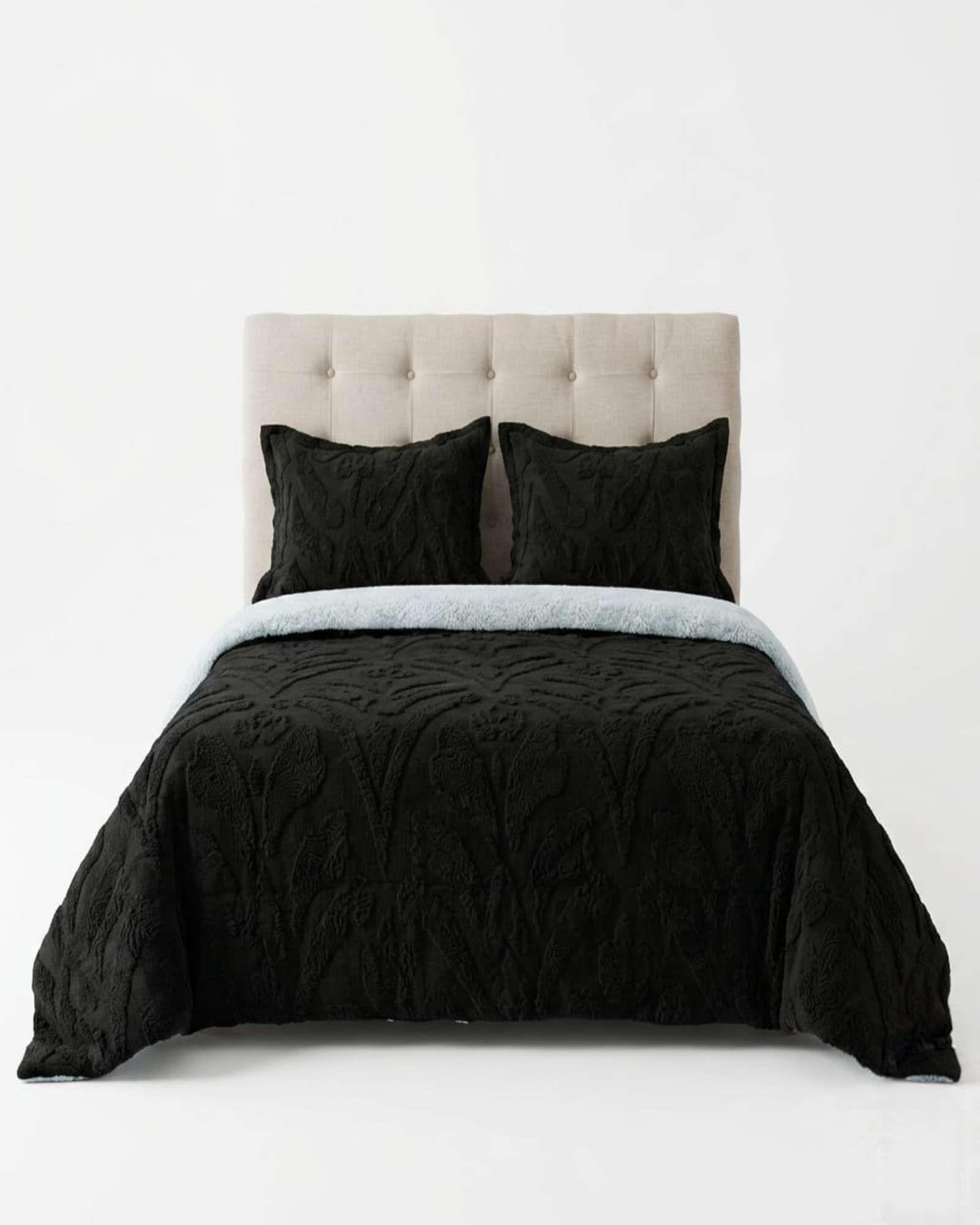 Cubrecama Sherpa Jacquard Deluxe 2 Plazas Diseño Relieve 4-4