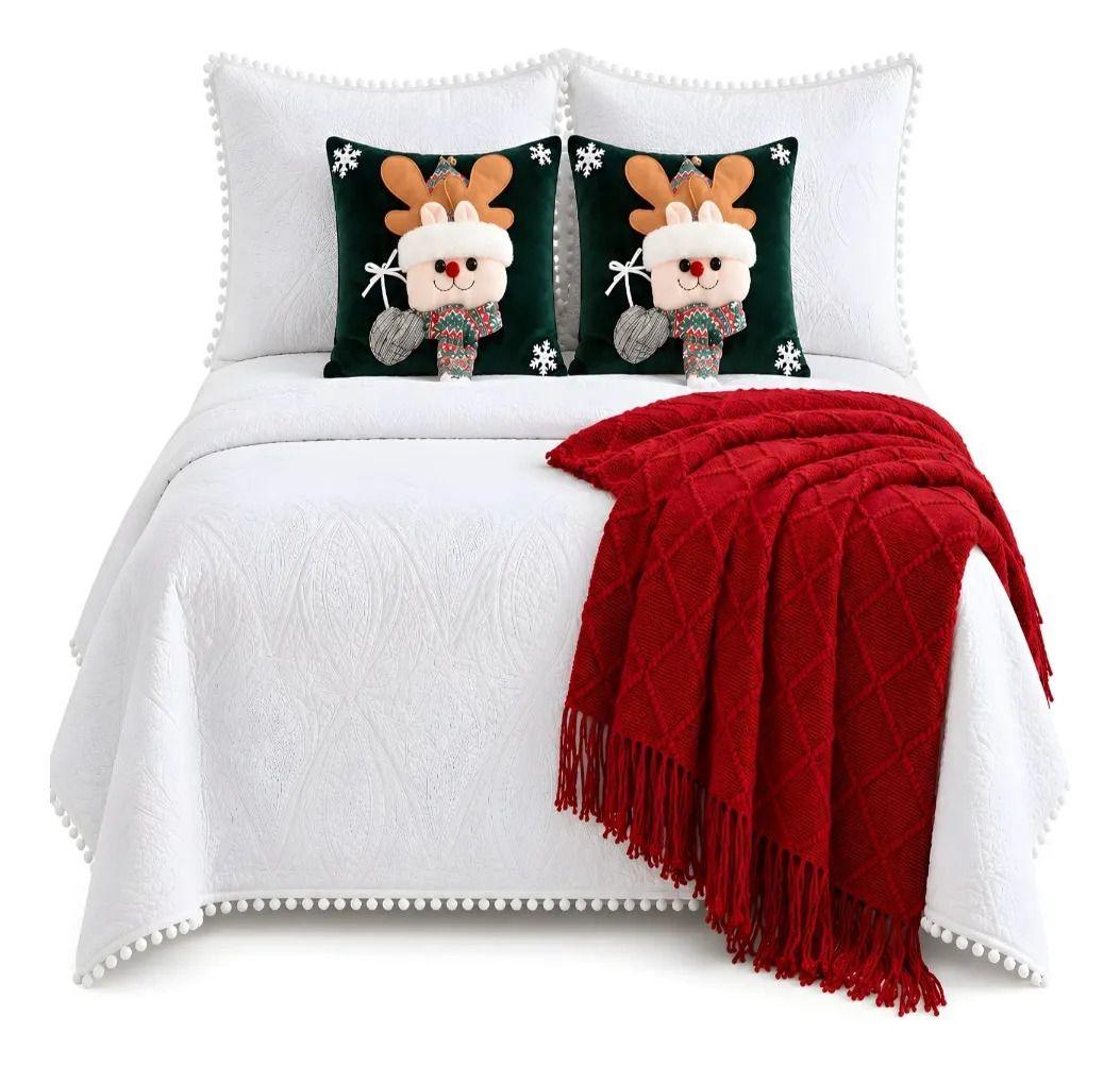 Set de Cama Navideño con Cubrecamas y 2 Fundas de Cojin King m12-2