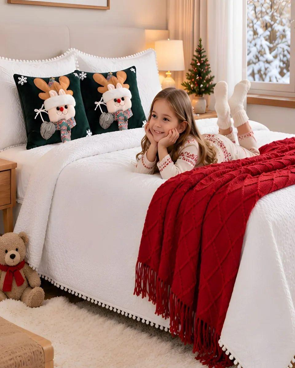 Set de Cama Navideño con Cubrecamas y 2 Fundas de Cojin King m12-5
