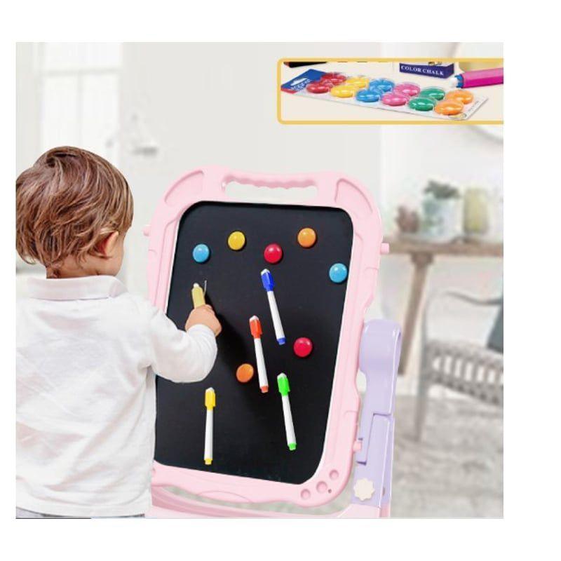 PIZARRA MAGNÉTICA DOBLE CARA PARA NIÑOS ROSA-2