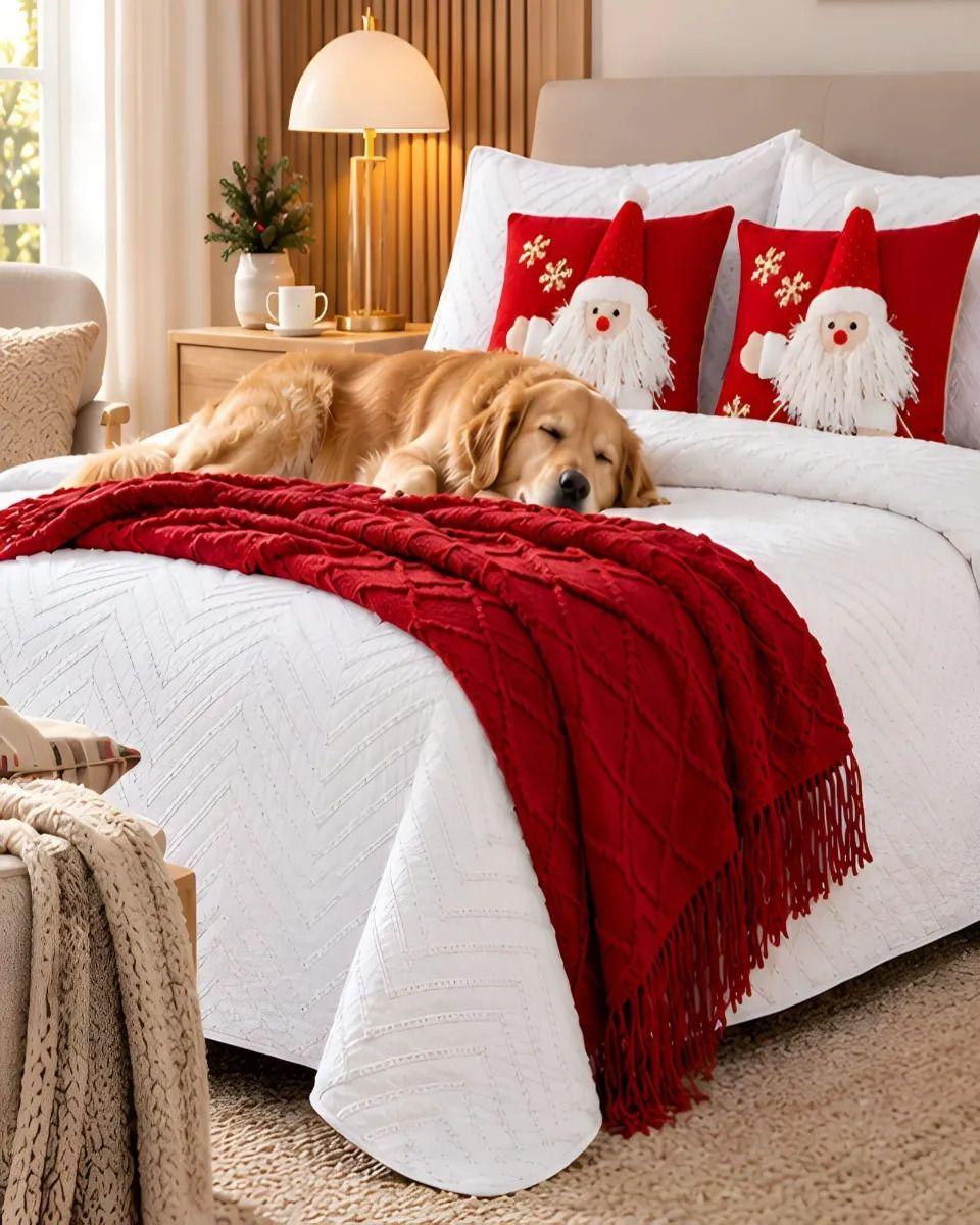 Set de Cama Navideño con Cubrecamas y 2 Fundas de Cojin 1.5 Plaza m19-0