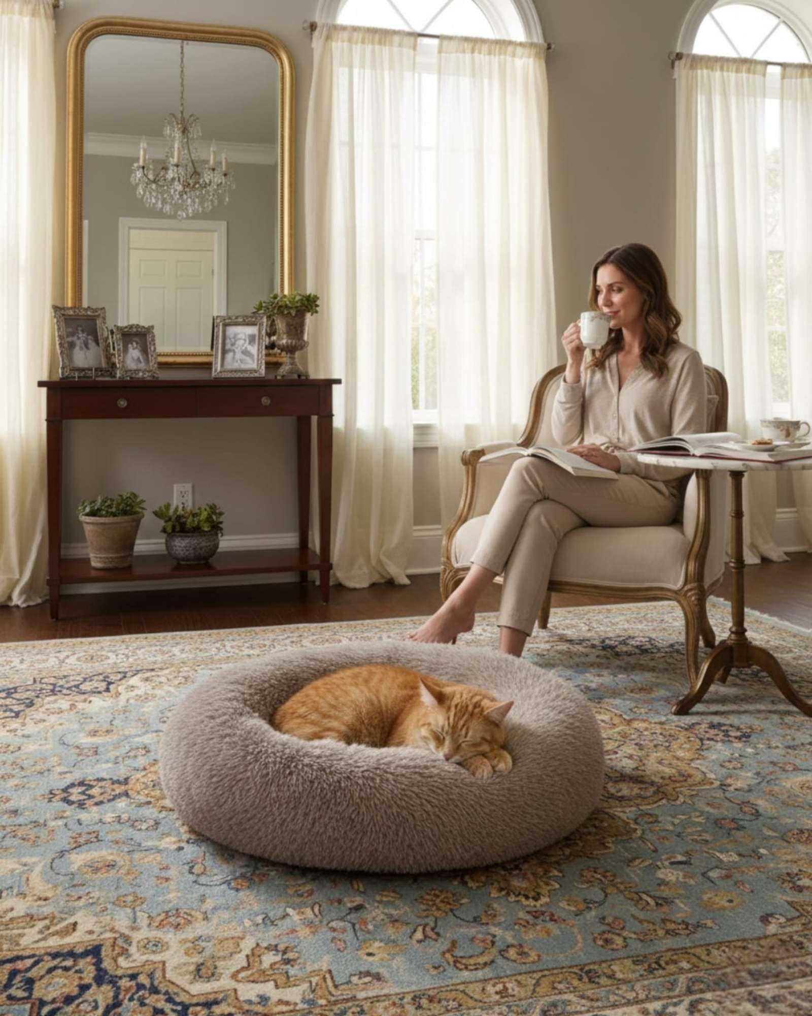 Cama Acolchada de Alta Densidad para tus mascotas 50 cm beige-4